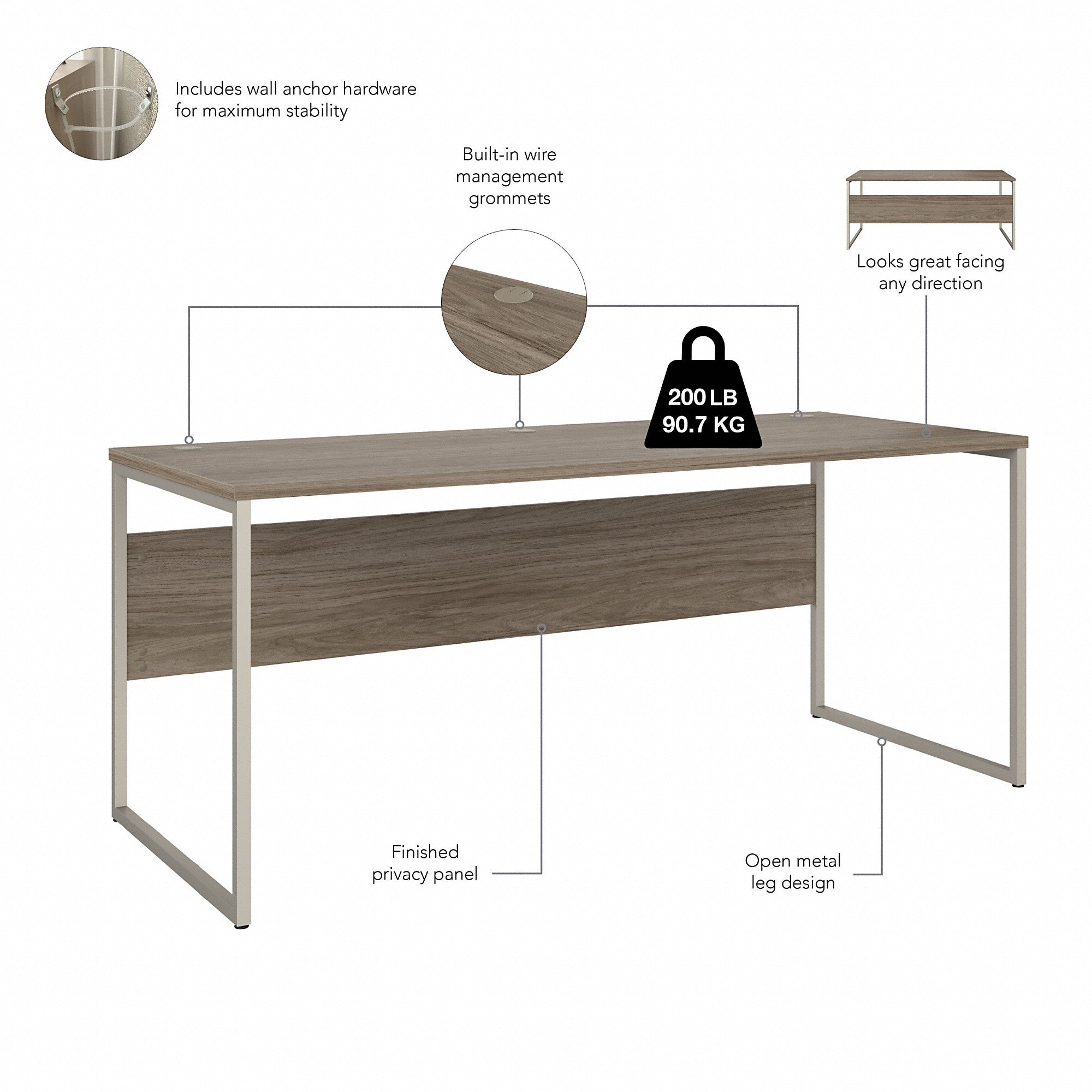 Bush Business Furniture Hybrid 72W x 30D Computer Table Desk with Storage and Mobile File Cabinet