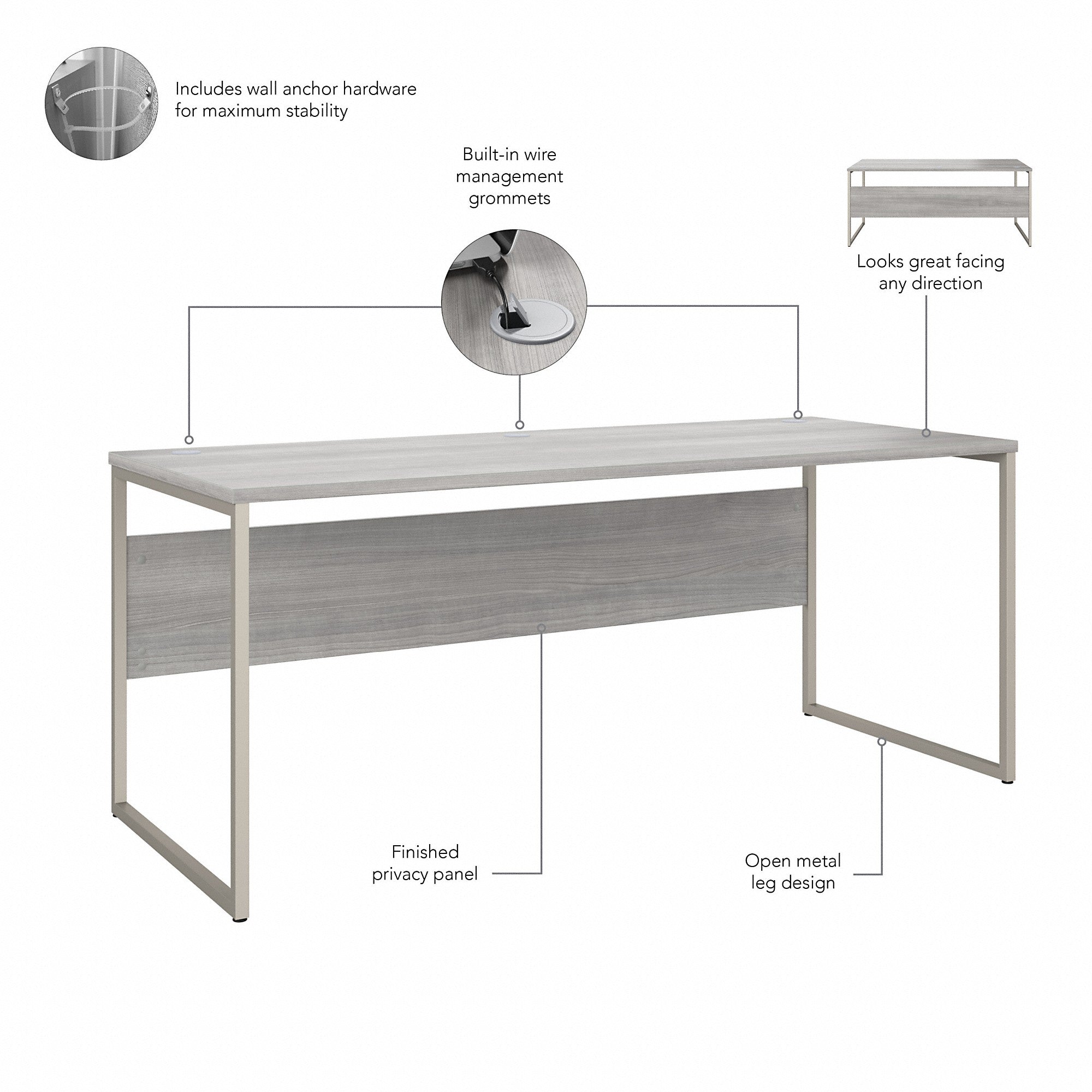 Bush Business Furniture Hybrid 72W x 30D Computer Table Desk with Storage and Mobile File Cabinet