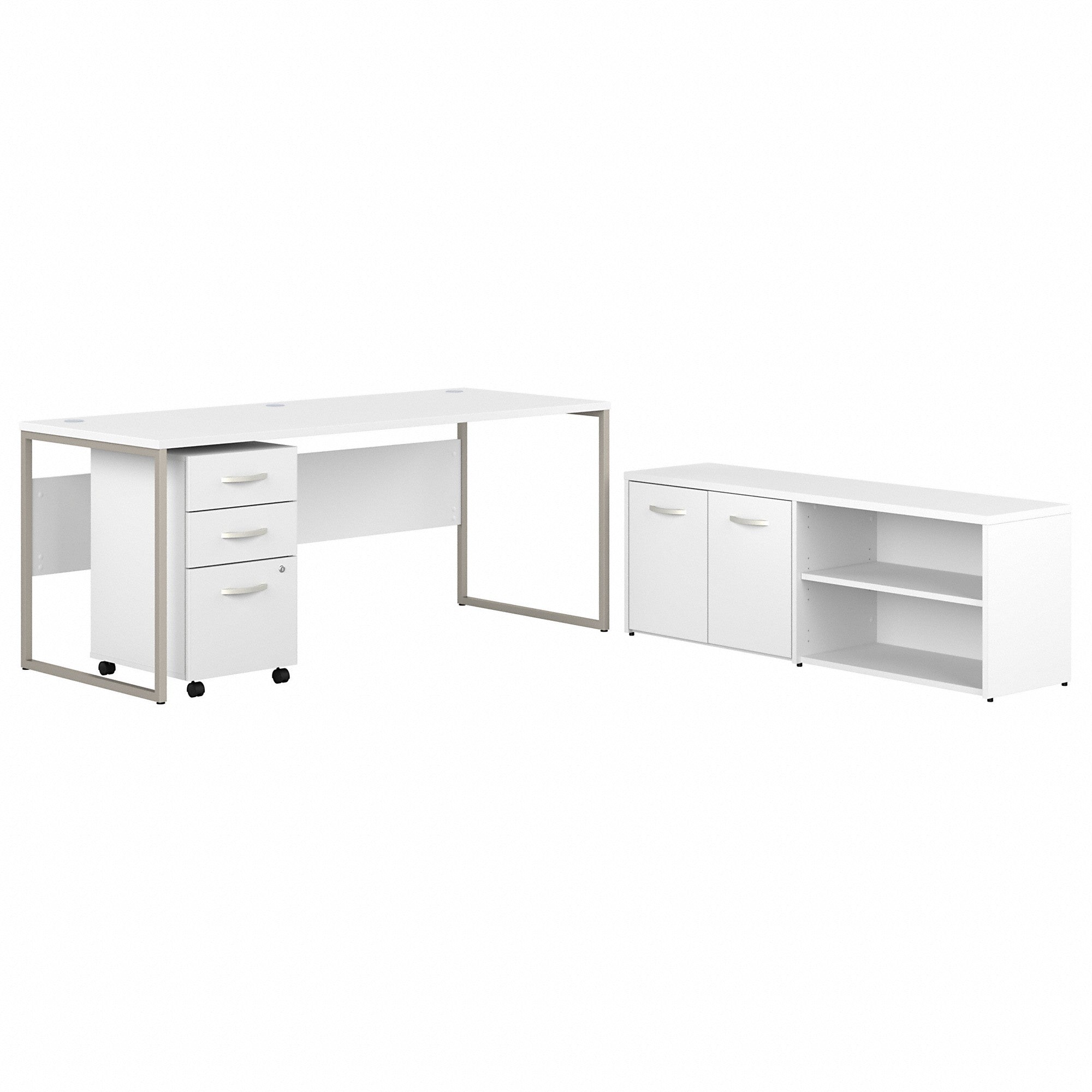 Bush Business Furniture Hybrid 72W x 30D Computer Table Desk with Storage and Mobile File Cabinet