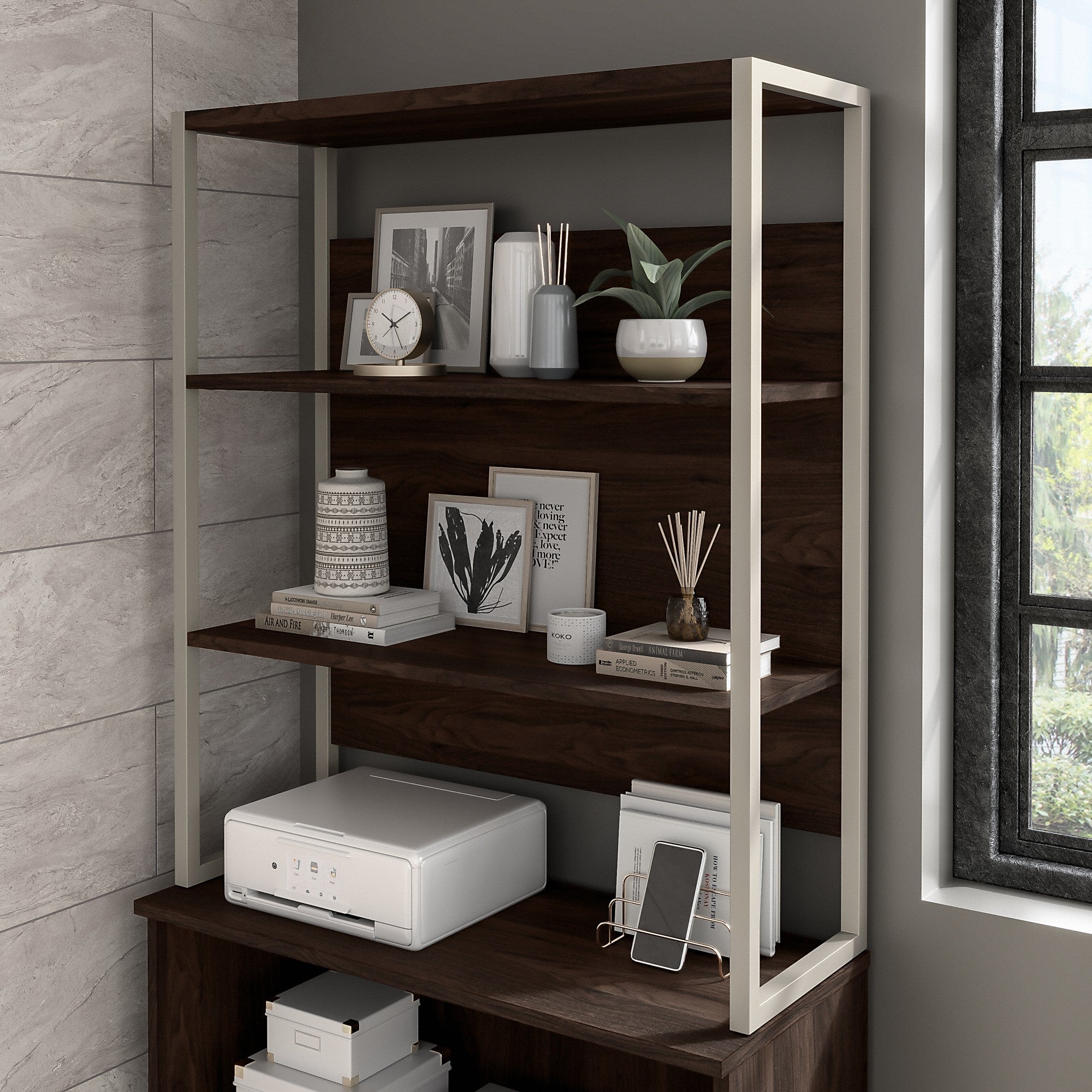 Bush Business Furniture Hybrid Tall Etagere Bookcase