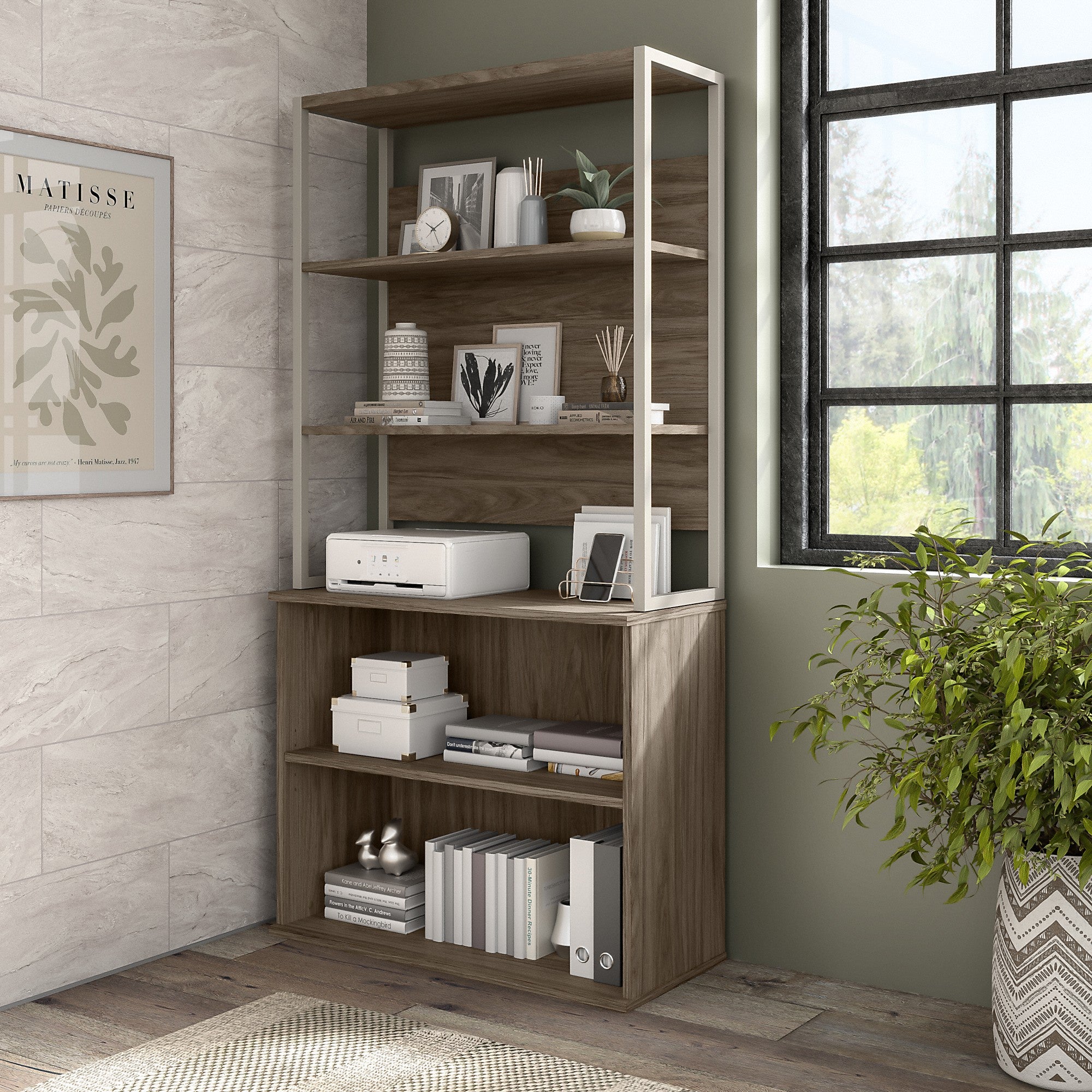 Bush Business Furniture Hybrid Tall Etagere Bookcase