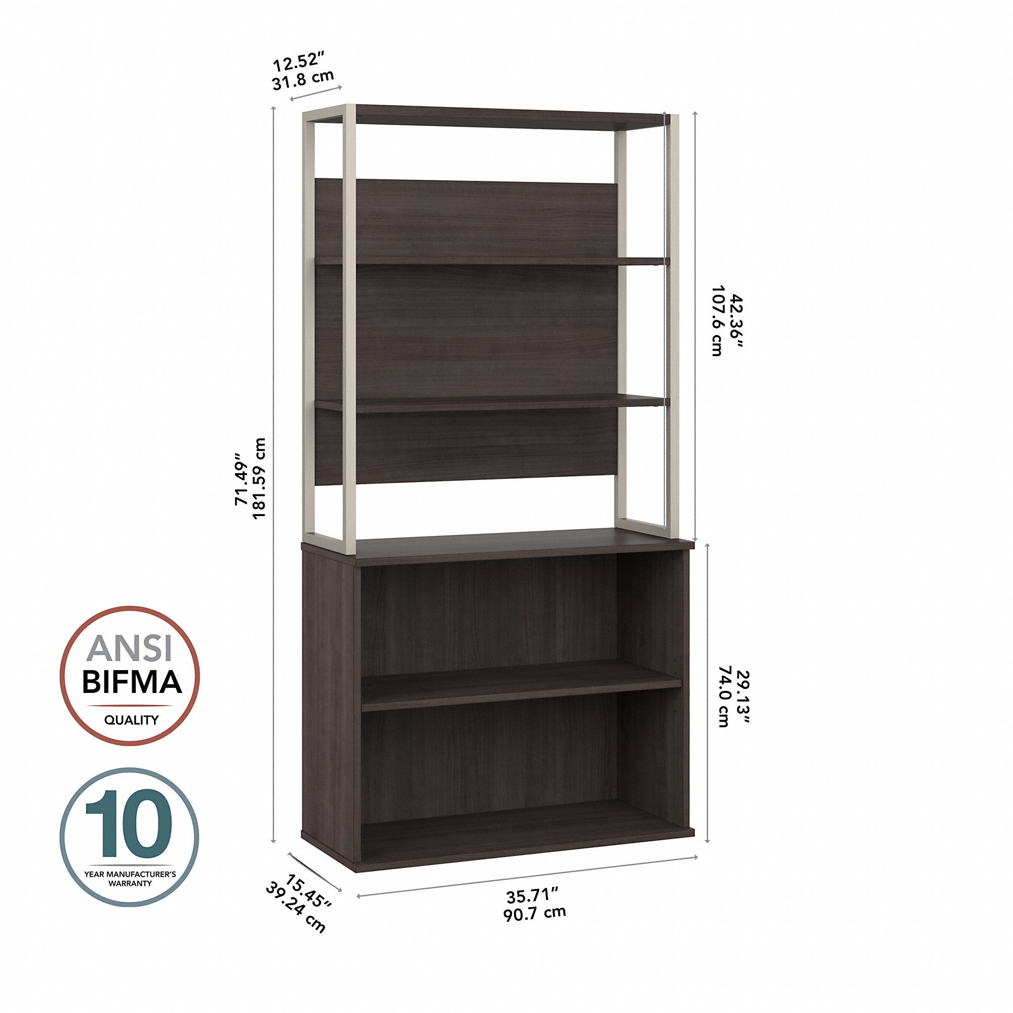 Bush Business Furniture Hybrid Tall Etagere Bookcase