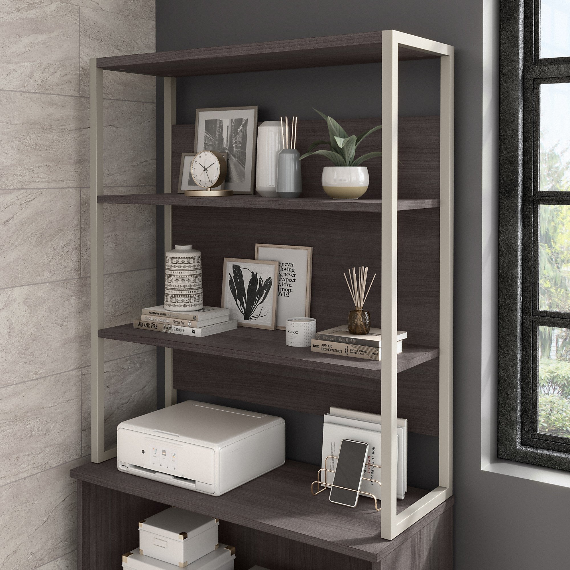 Bush Business Furniture Hybrid Tall Etagere Bookcase