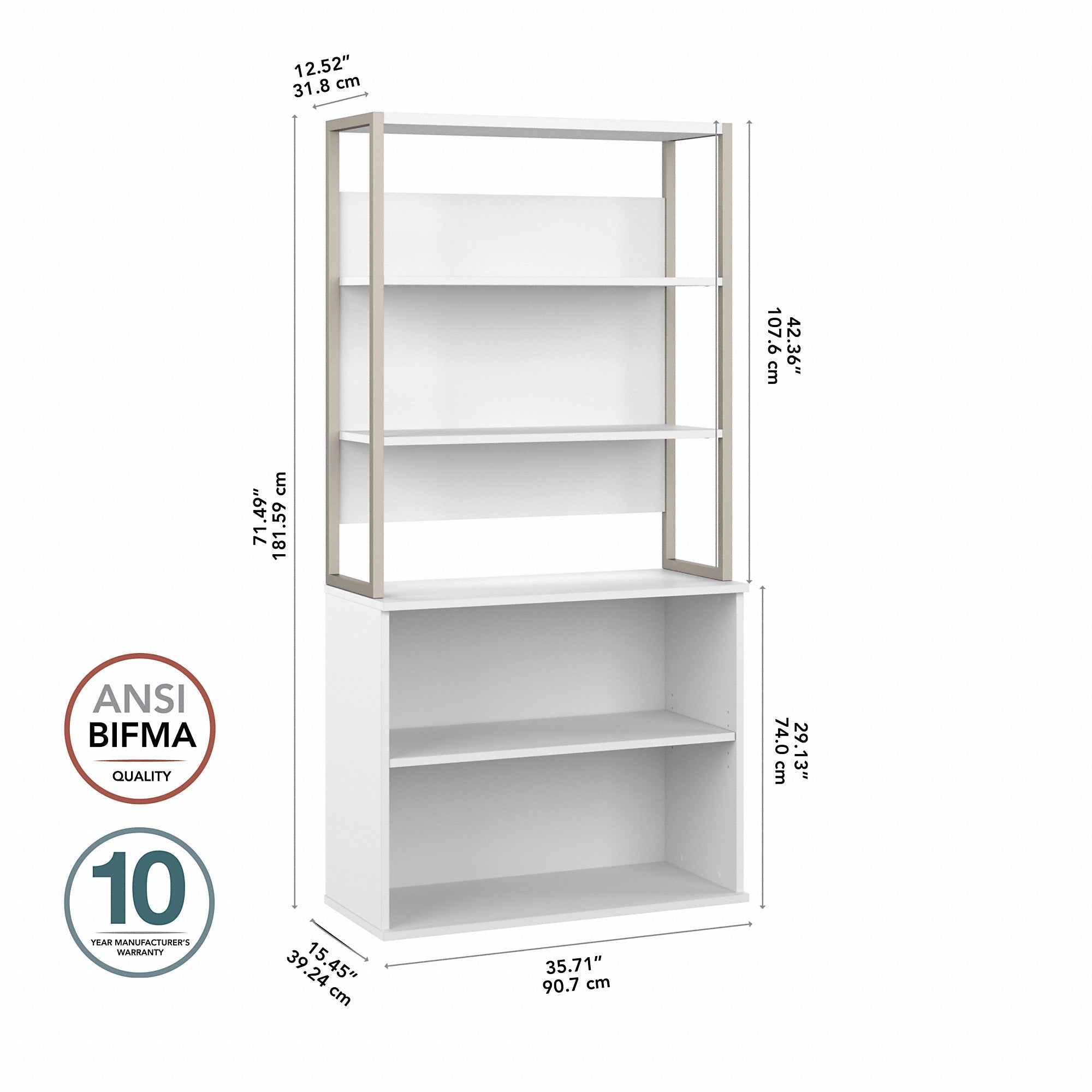 Bush Business Furniture Hybrid Tall Etagere Bookcase