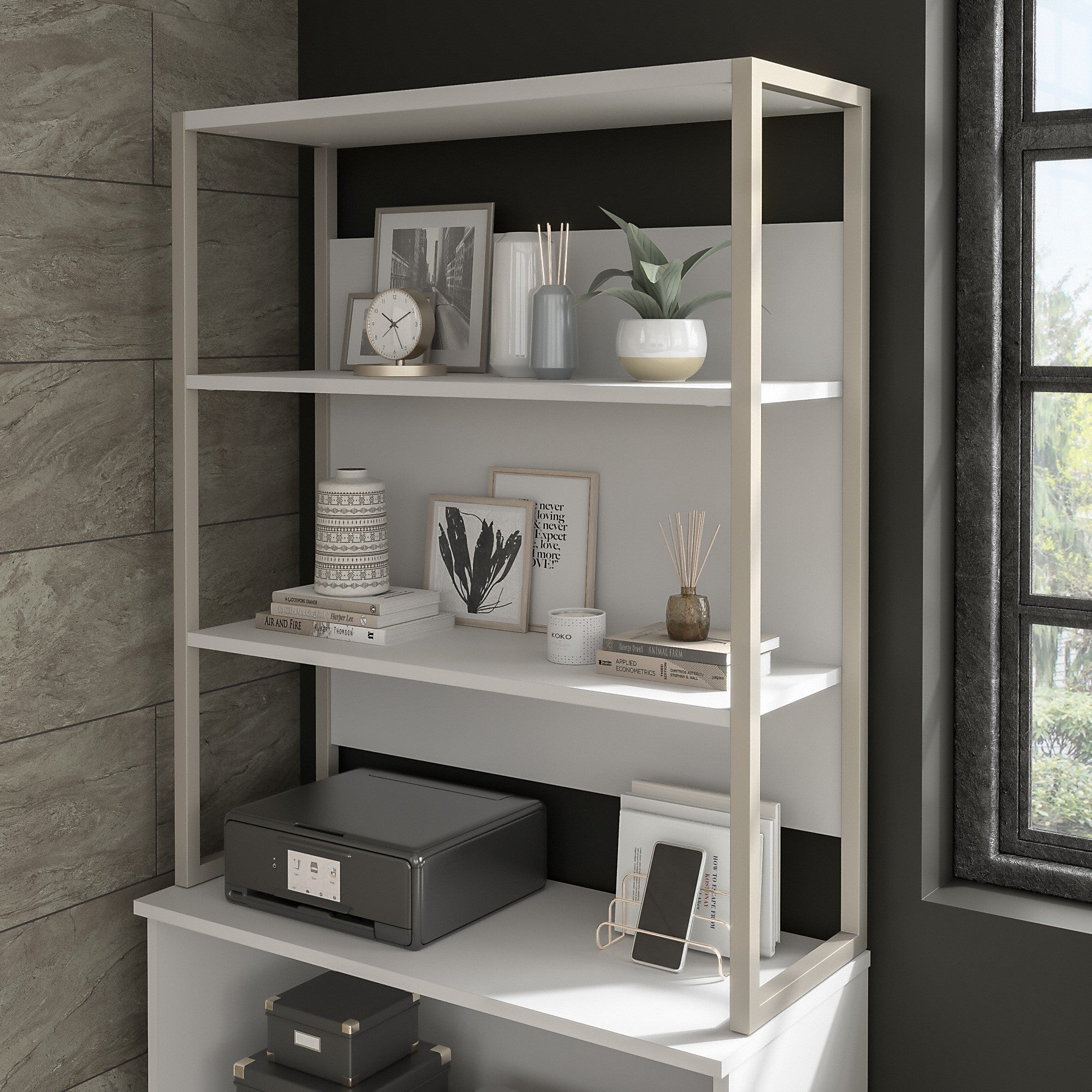 Bush Business Furniture Hybrid Tall Etagere Bookcase