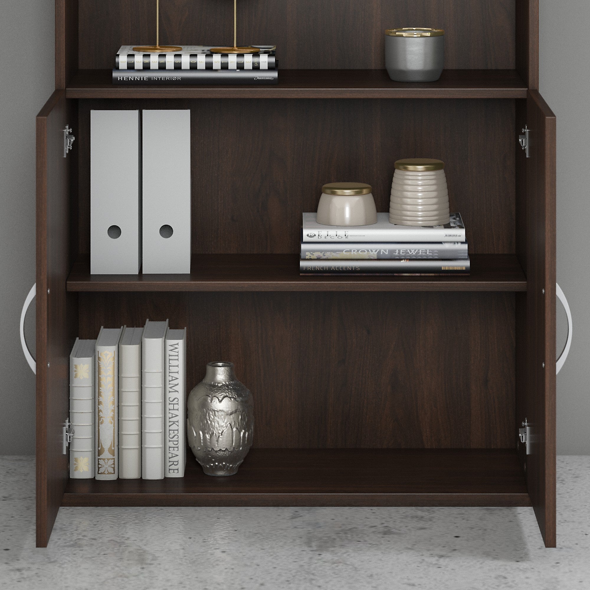 Bush Business Furniture Hybrid Tall 5 Shelf Bookcase with Doors