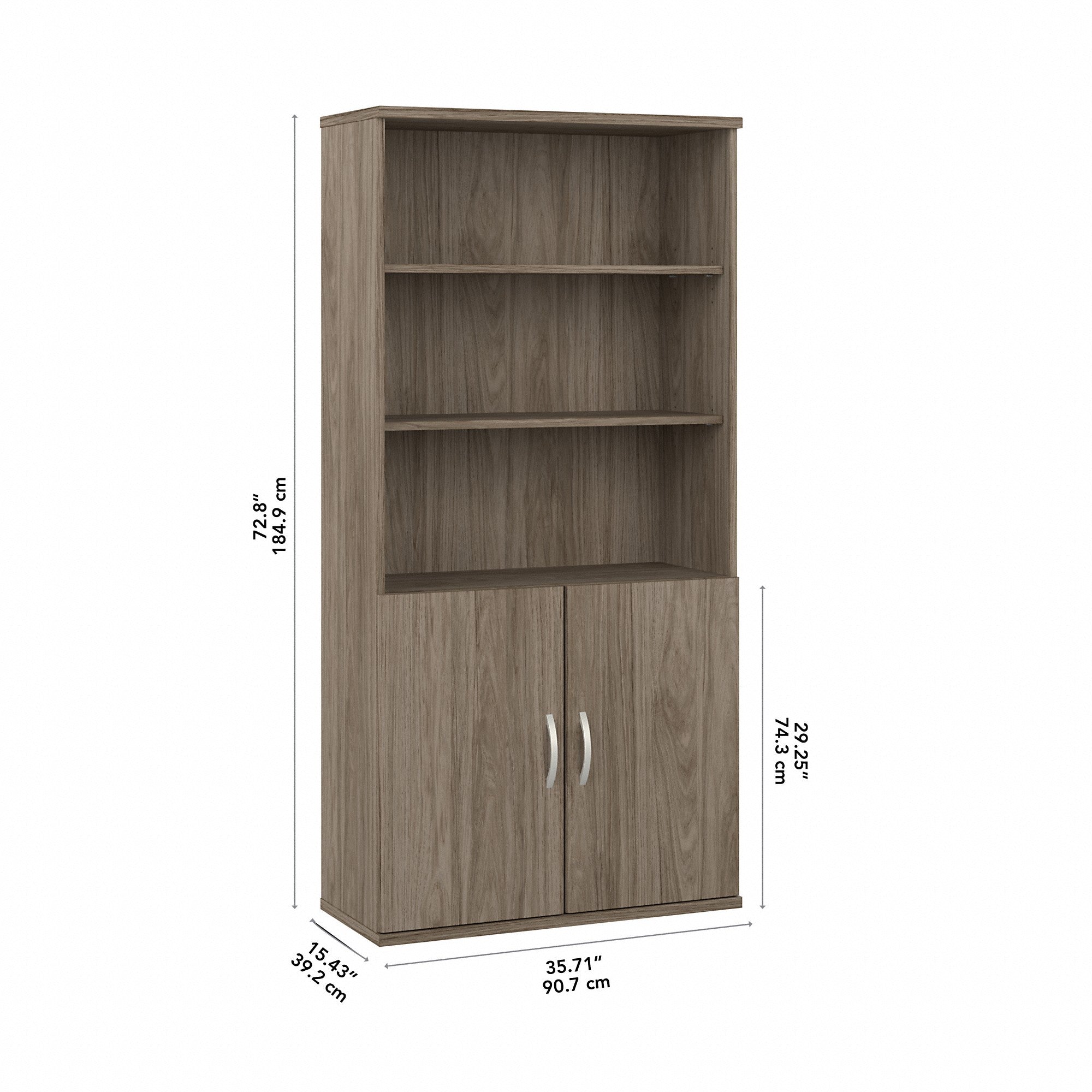 Bush Business Furniture Hybrid Tall 5 Shelf Bookcase with Doors