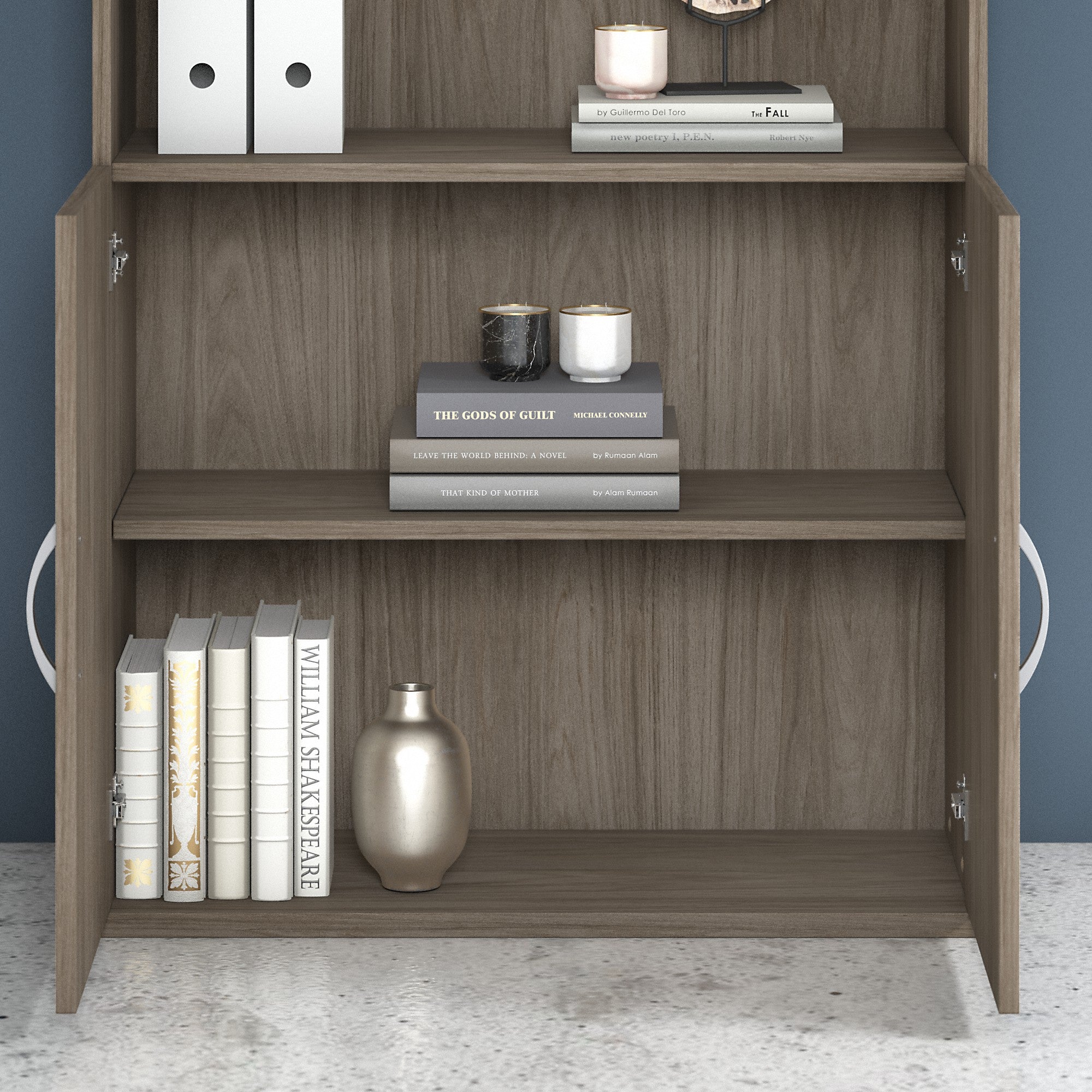 Bush Business Furniture Hybrid Tall 5 Shelf Bookcase with Doors