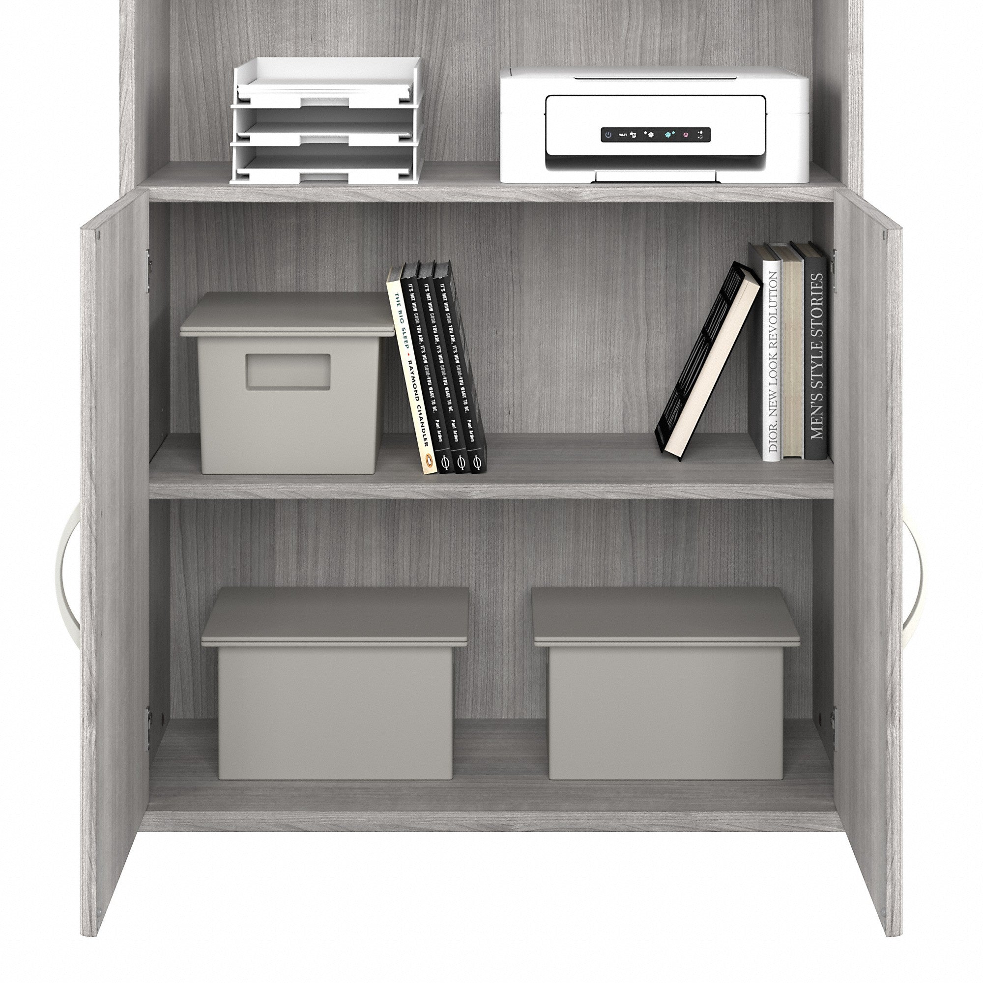 Bush Business Furniture Hybrid Tall 5 Shelf Bookcase with Doors