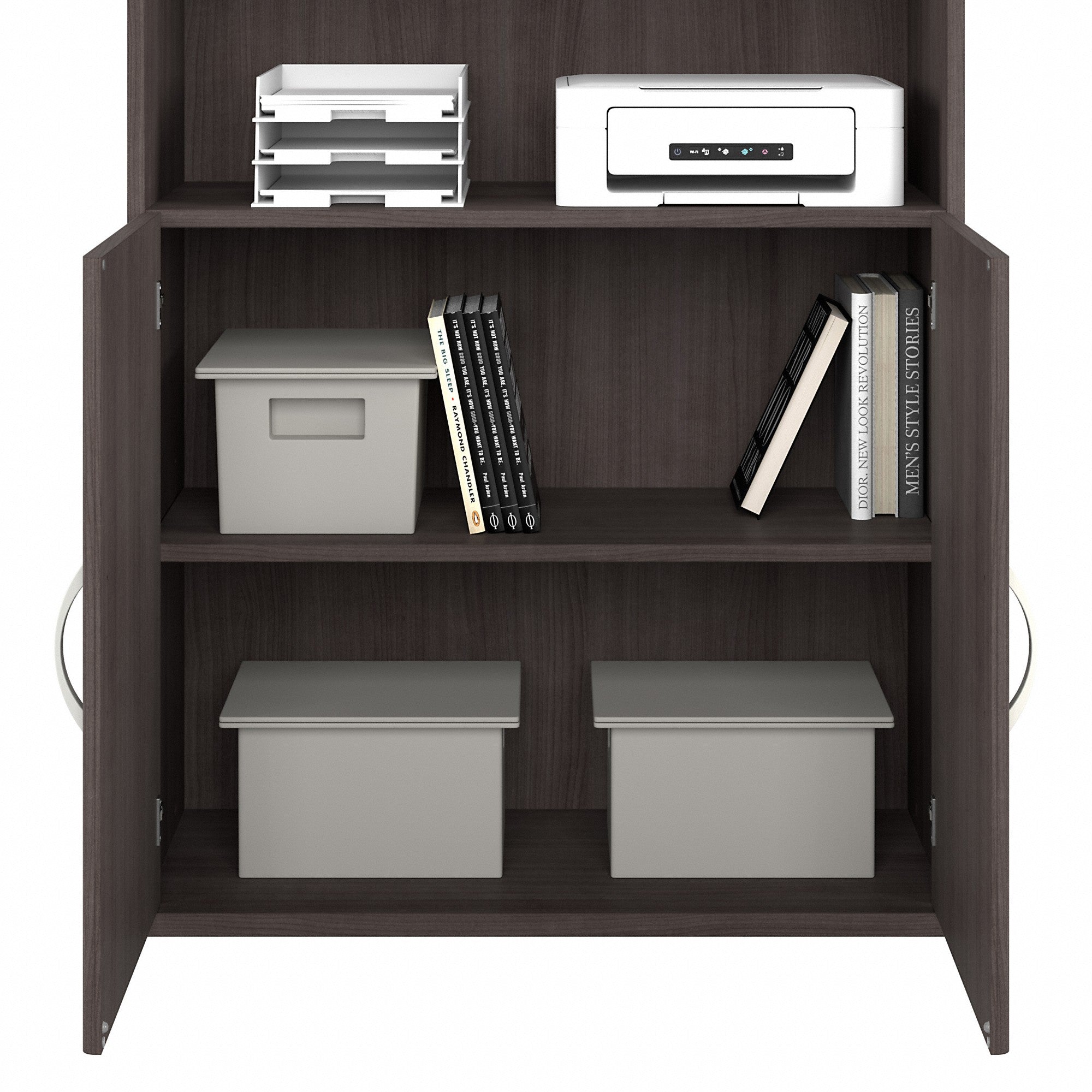 Bush Business Furniture Hybrid Tall 5 Shelf Bookcase with Doors