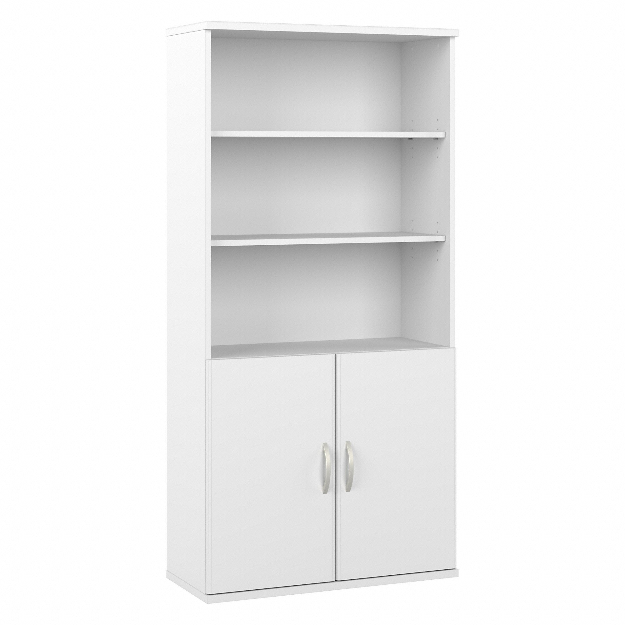 Bush Business Furniture Hybrid Tall 5 Shelf Bookcase with Doors