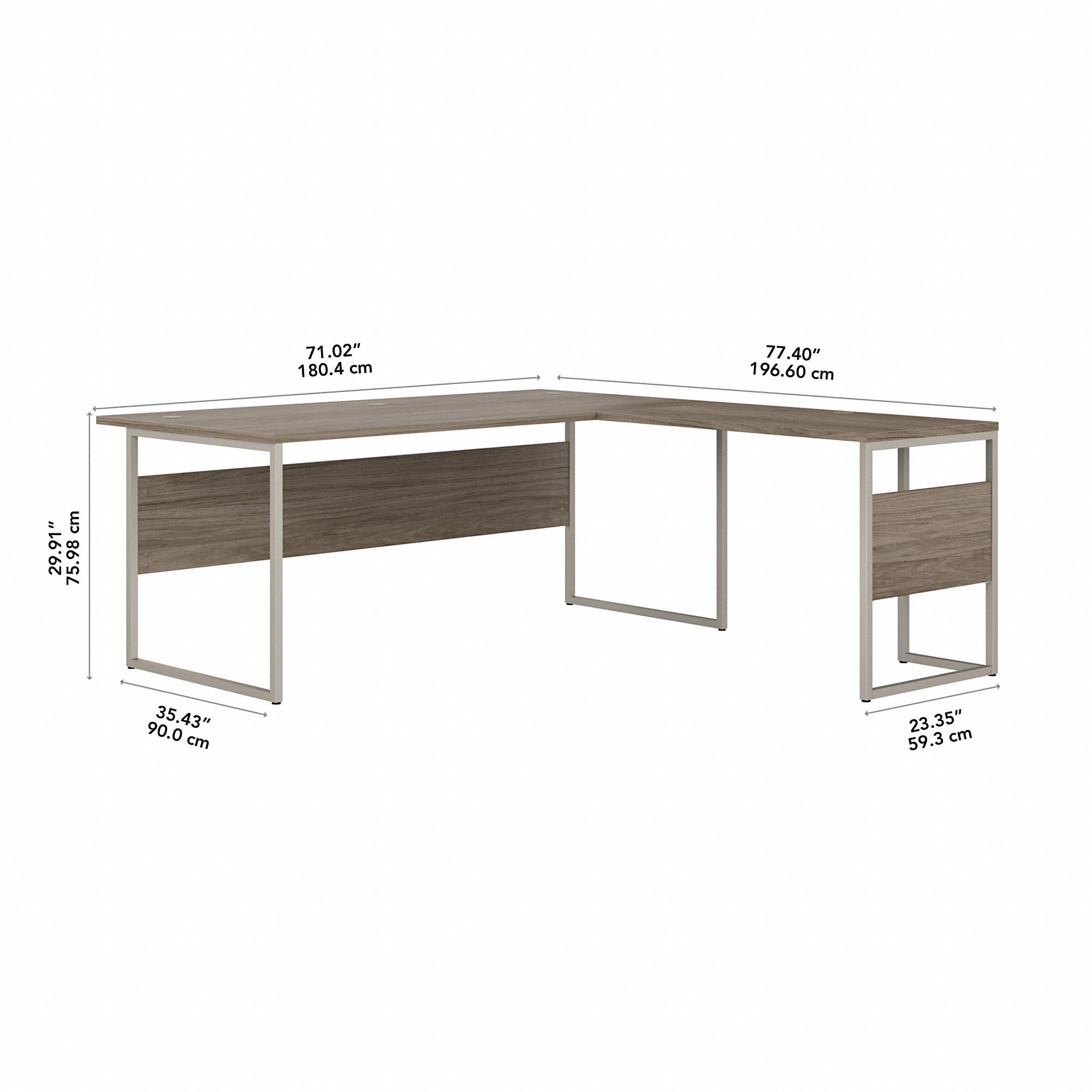 Bush Business Furniture Hybrid 72W x 36D L Shaped Table Desk with Metal Legs