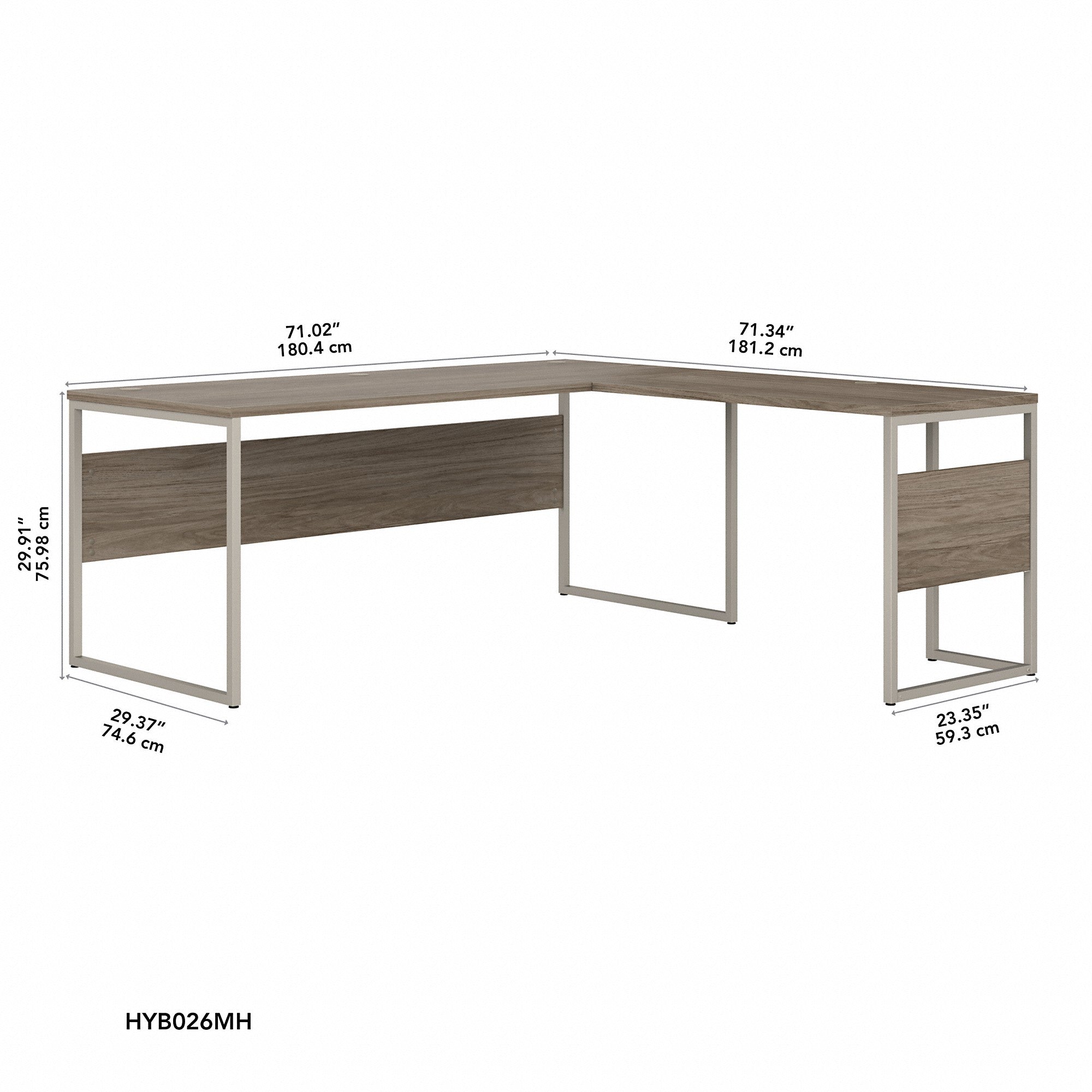 Bush Business Furniture Hybrid 72W x 30D L Shaped Table Desk with Metal Legs