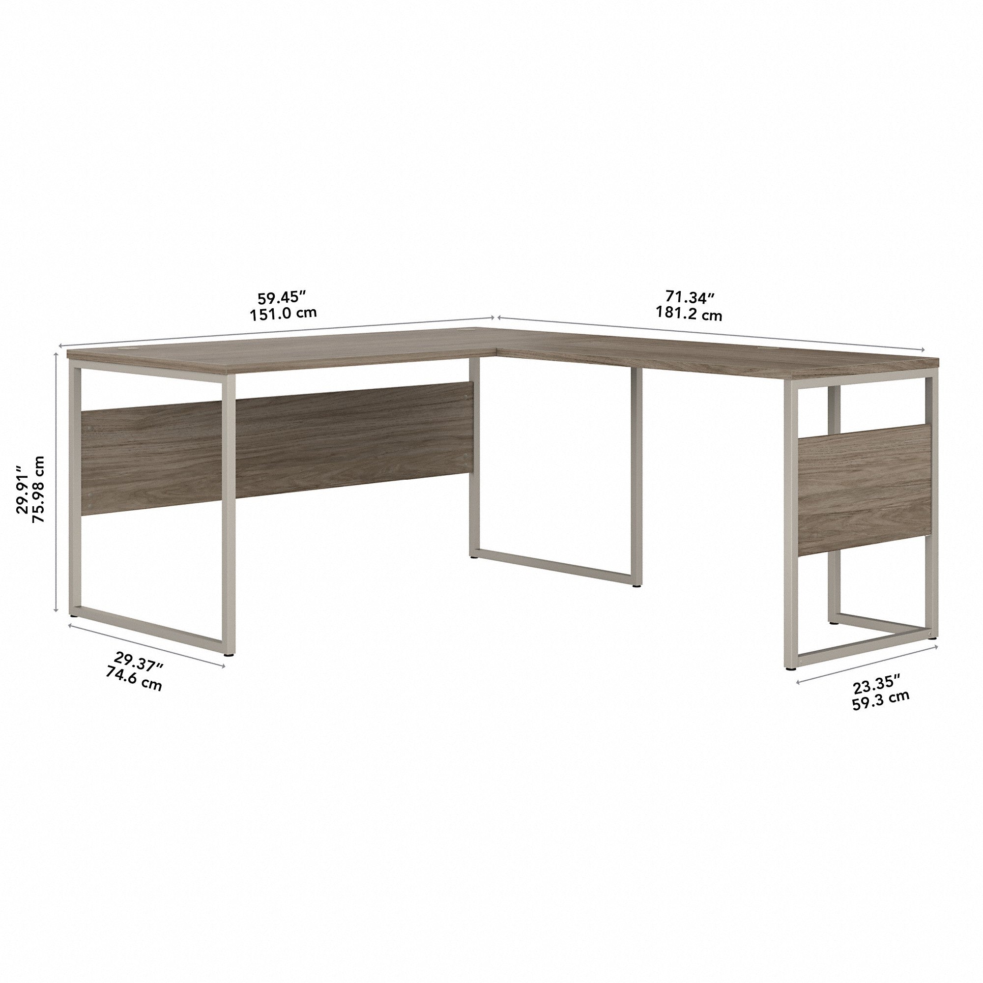 Bush Business Furniture Hybrid 60W x 30D L Shaped Table Desk with Metal Legs