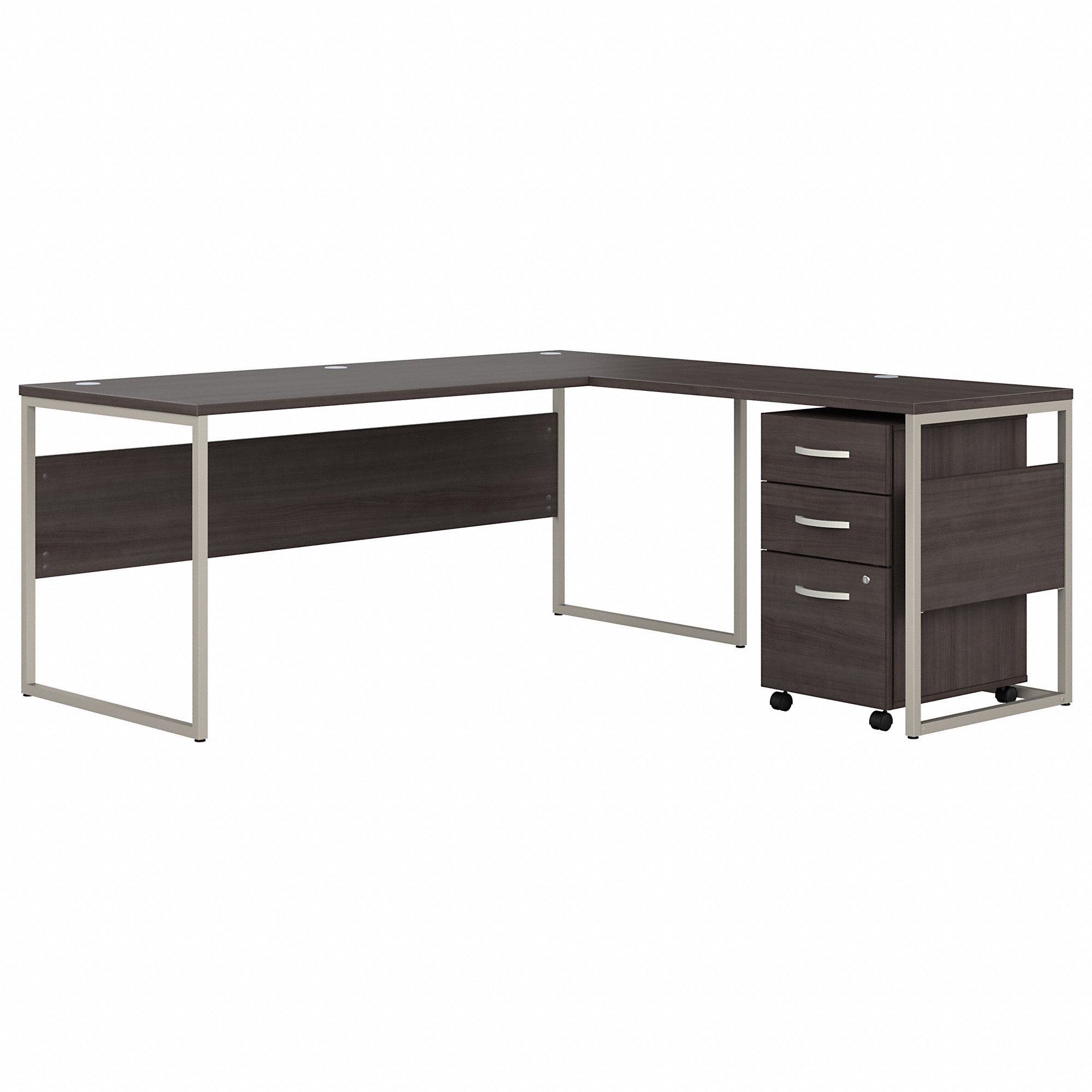 Bush Business Furniture Hybrid 72W x 30D L Shaped Table Desk with Mobile File Cabinet