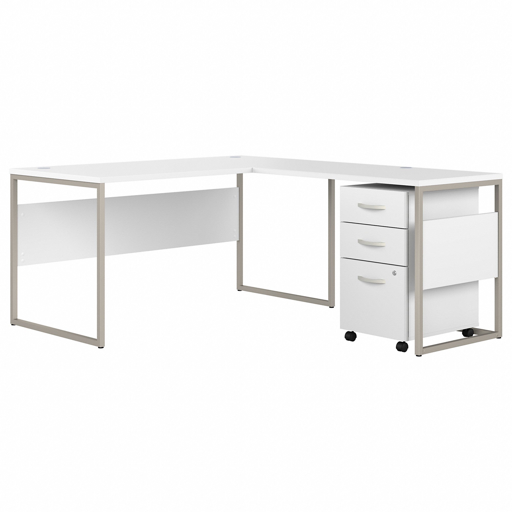 Bush Business Furniture Hybrid 60W x 30D L Shaped Table Desk with Mobile File Cabinet