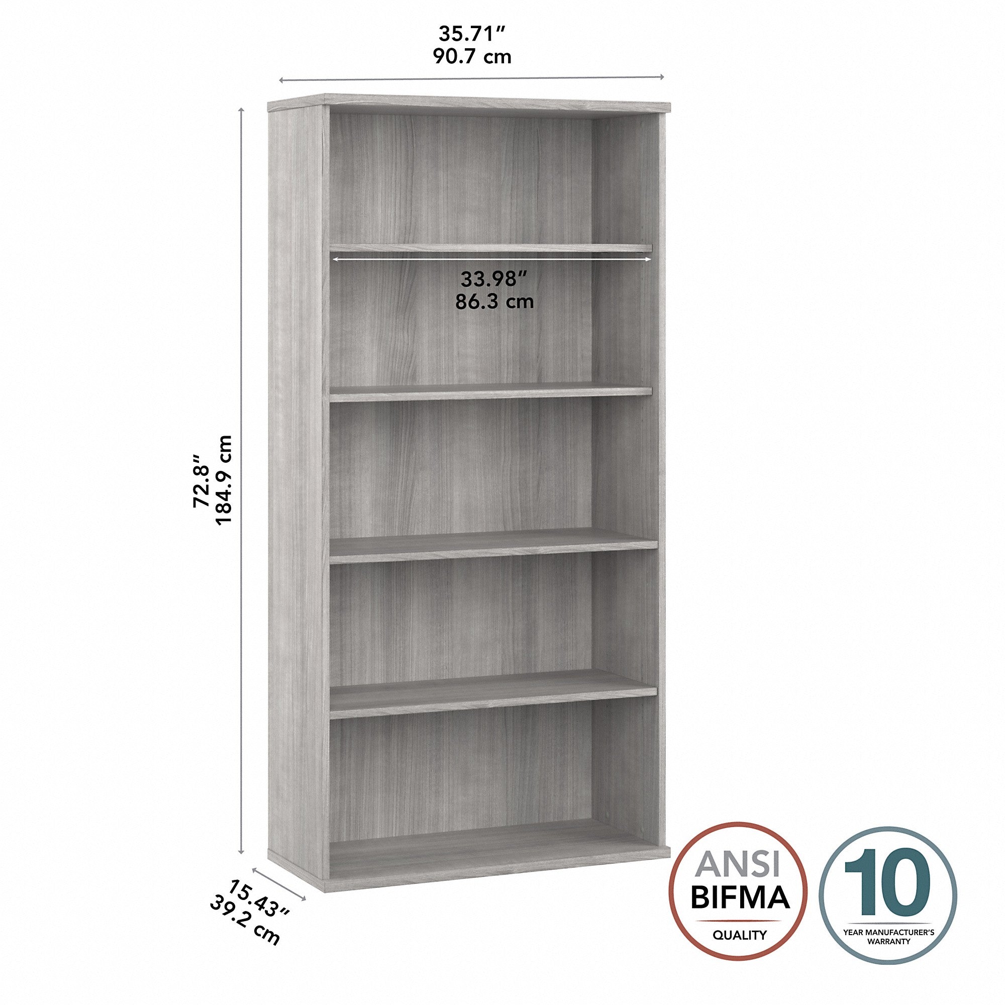 Bush Business Furniture Hybrid Tall 5 Shelf Bookcase