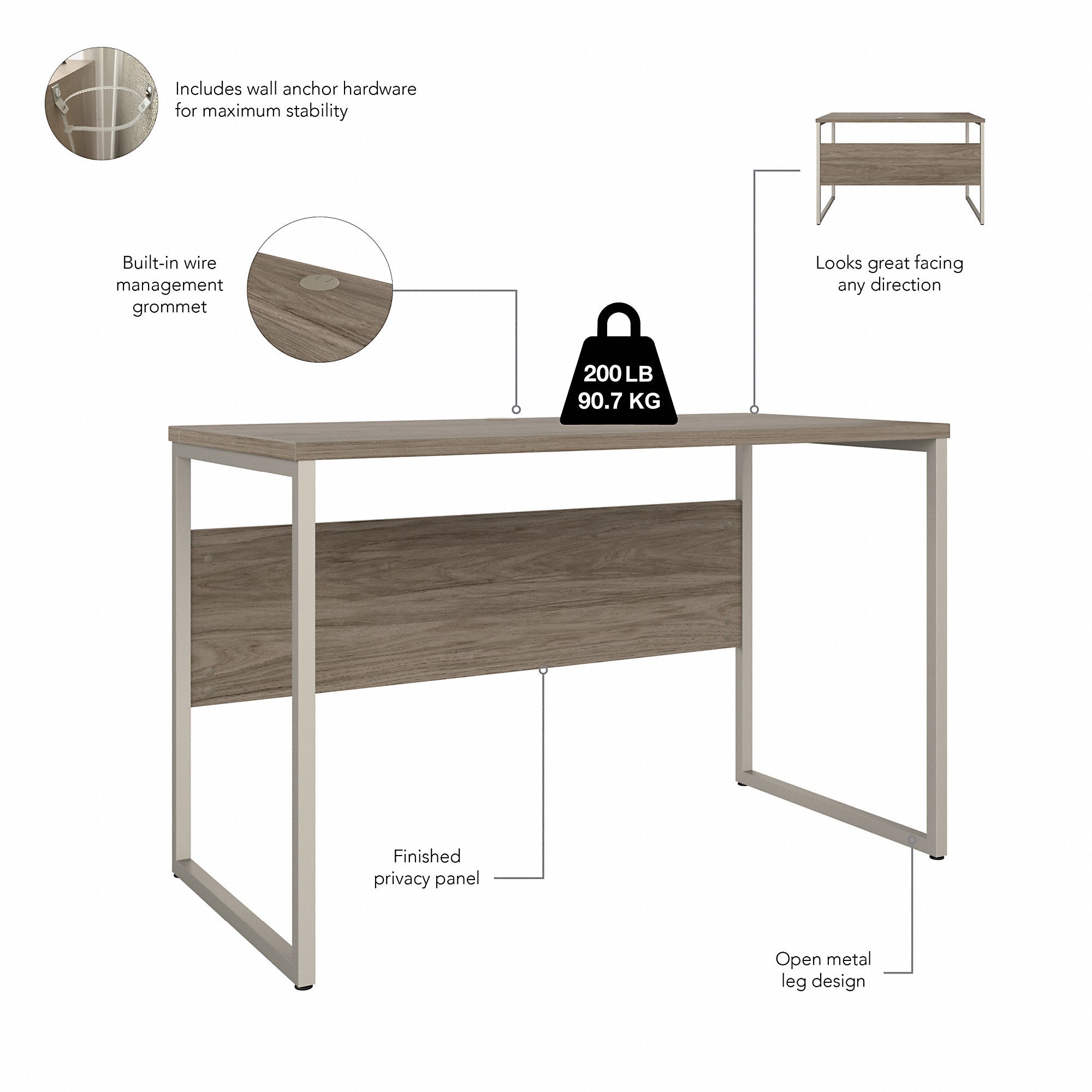 Bush Business Furniture Hybrid 48W x 24D Computer Table Desk with Metal Legs