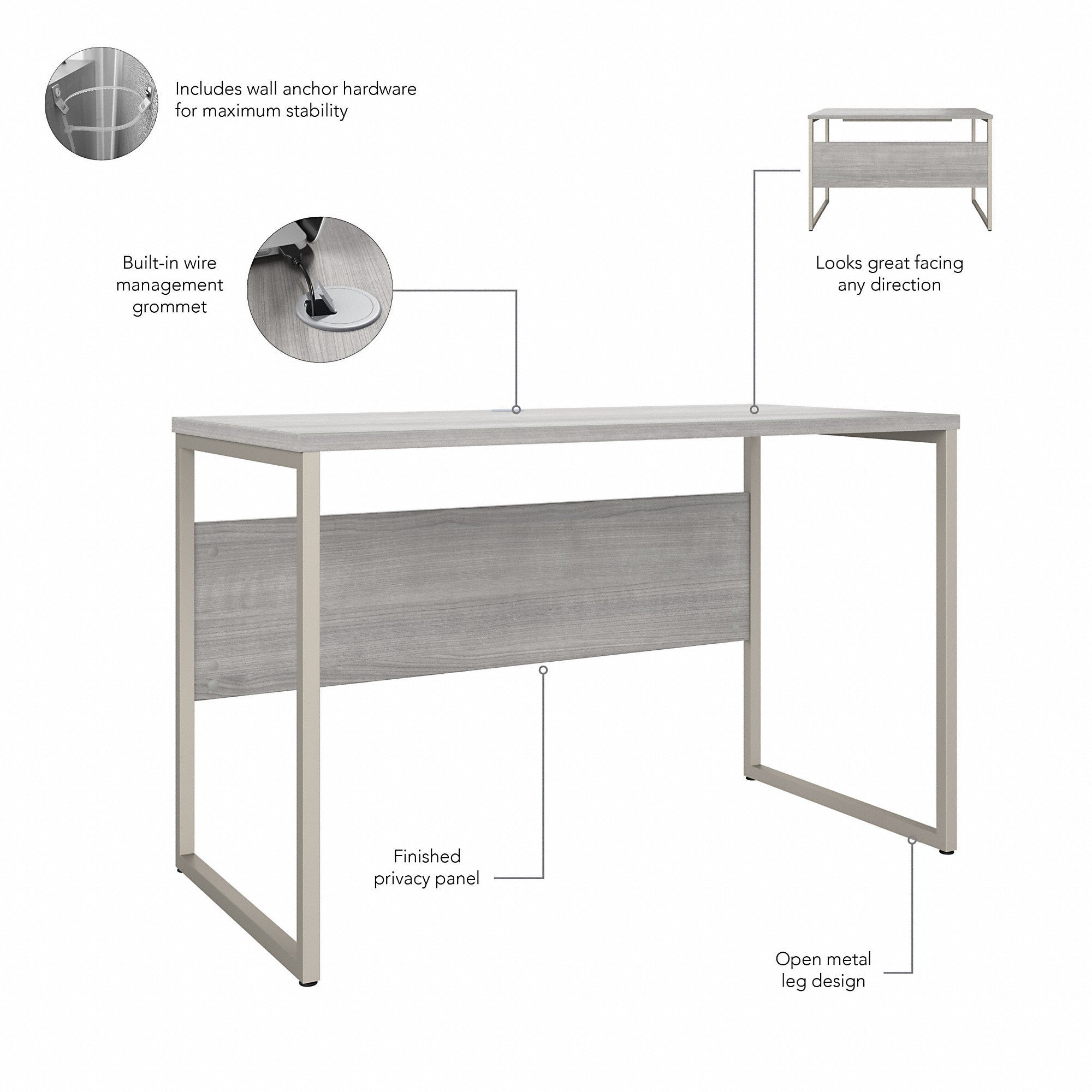 Bush Business Furniture Hybrid 48W x 24D Computer Table Desk with Metal Legs