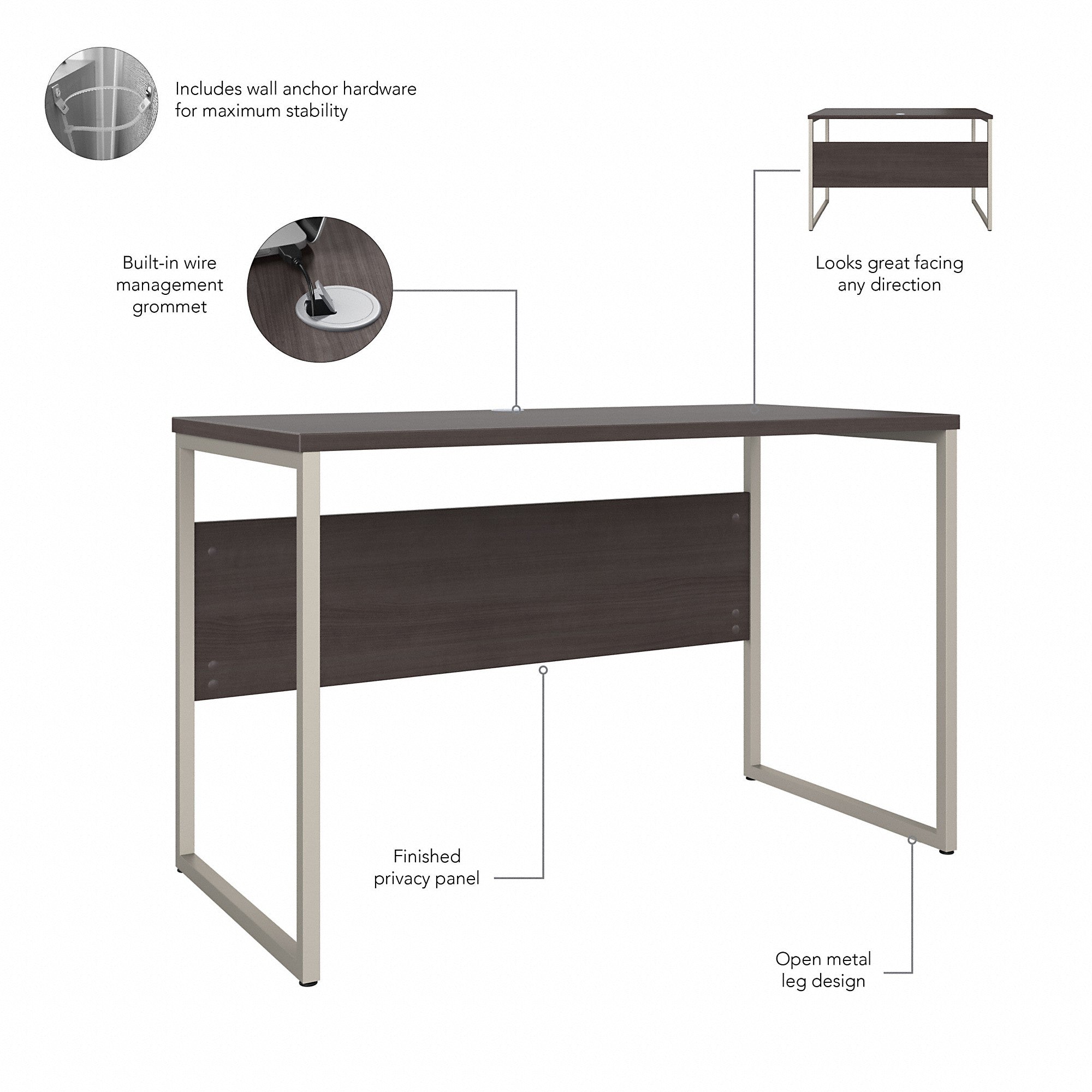 Bush Business Furniture Hybrid 48W x 24D Computer Table Desk with Metal Legs