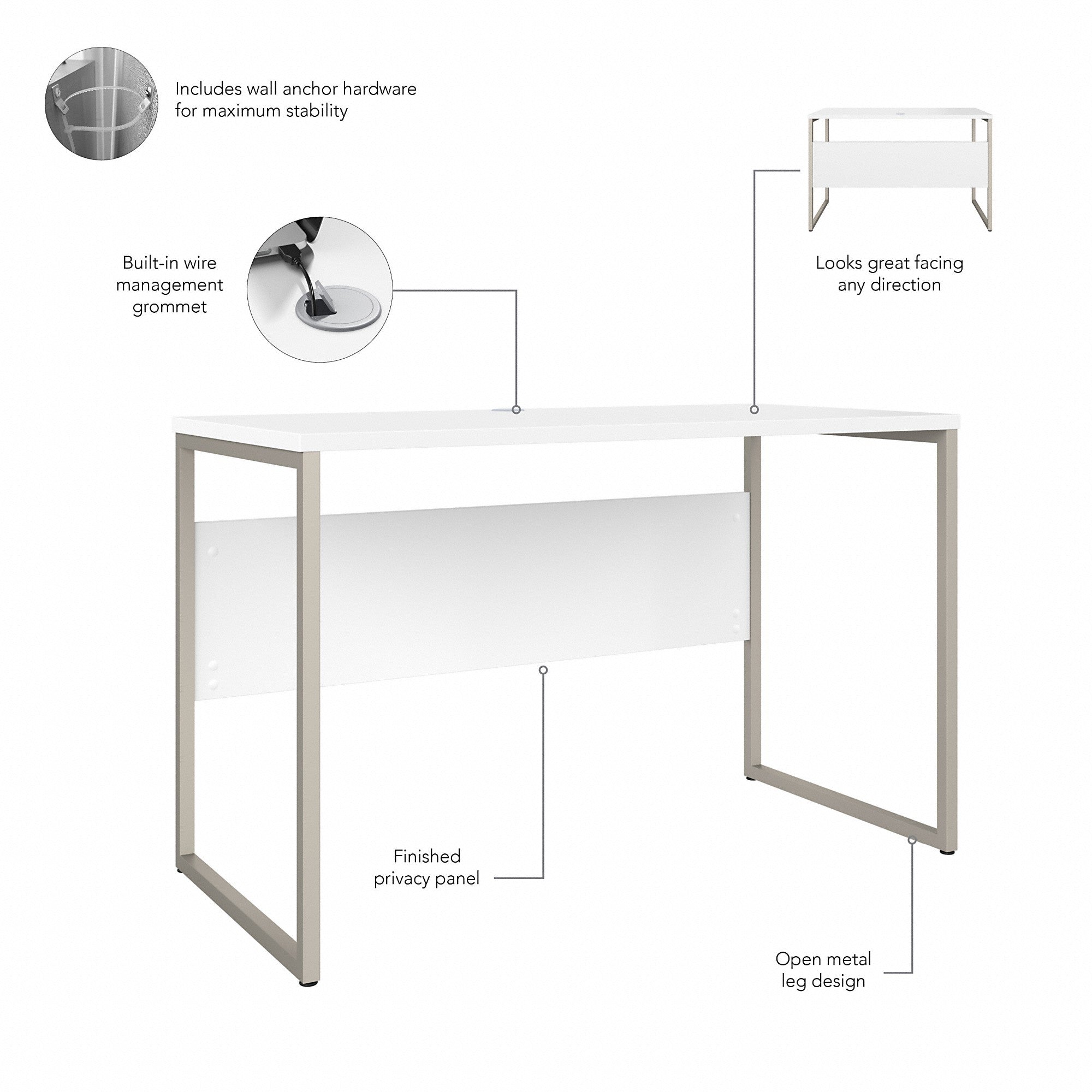 Bush Business Furniture Hybrid 48W x 24D Computer Table Desk with Metal Legs