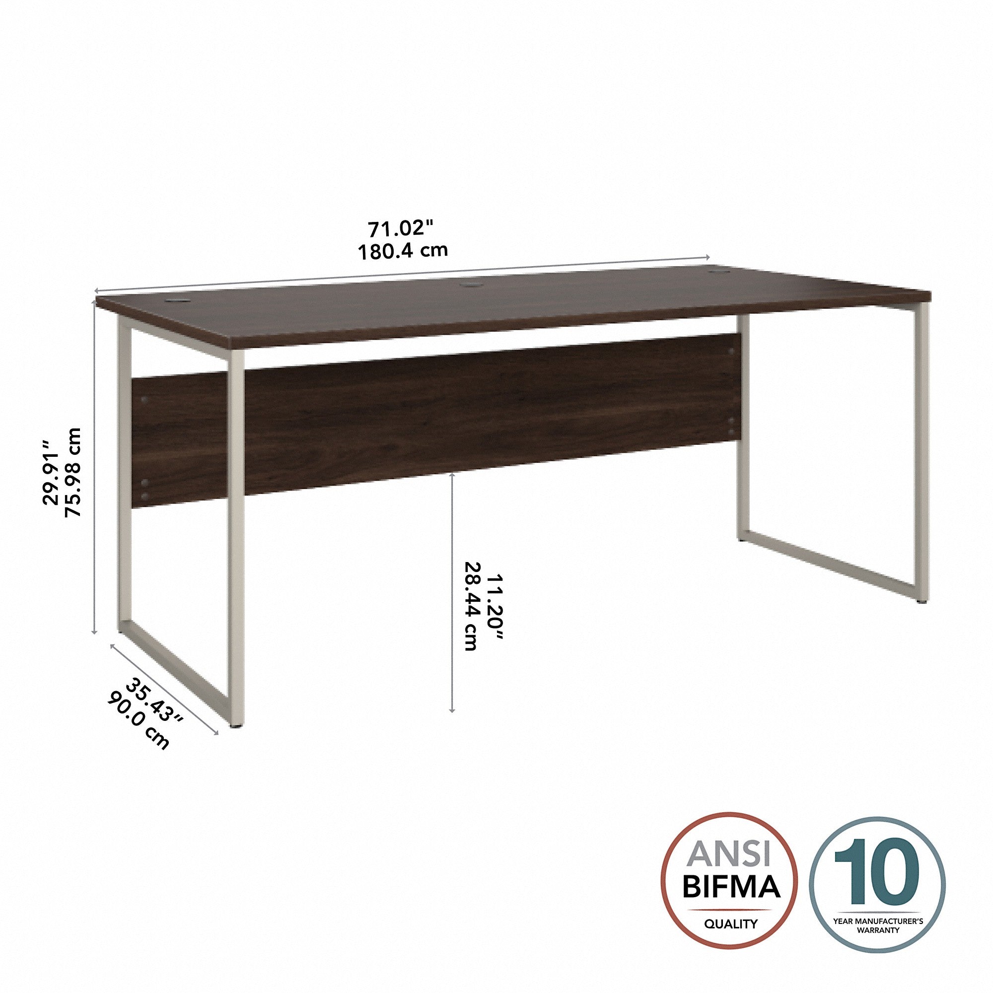 Bush Business Furniture Hybrid 72W x 36D Computer Table Desk with Metal Legs