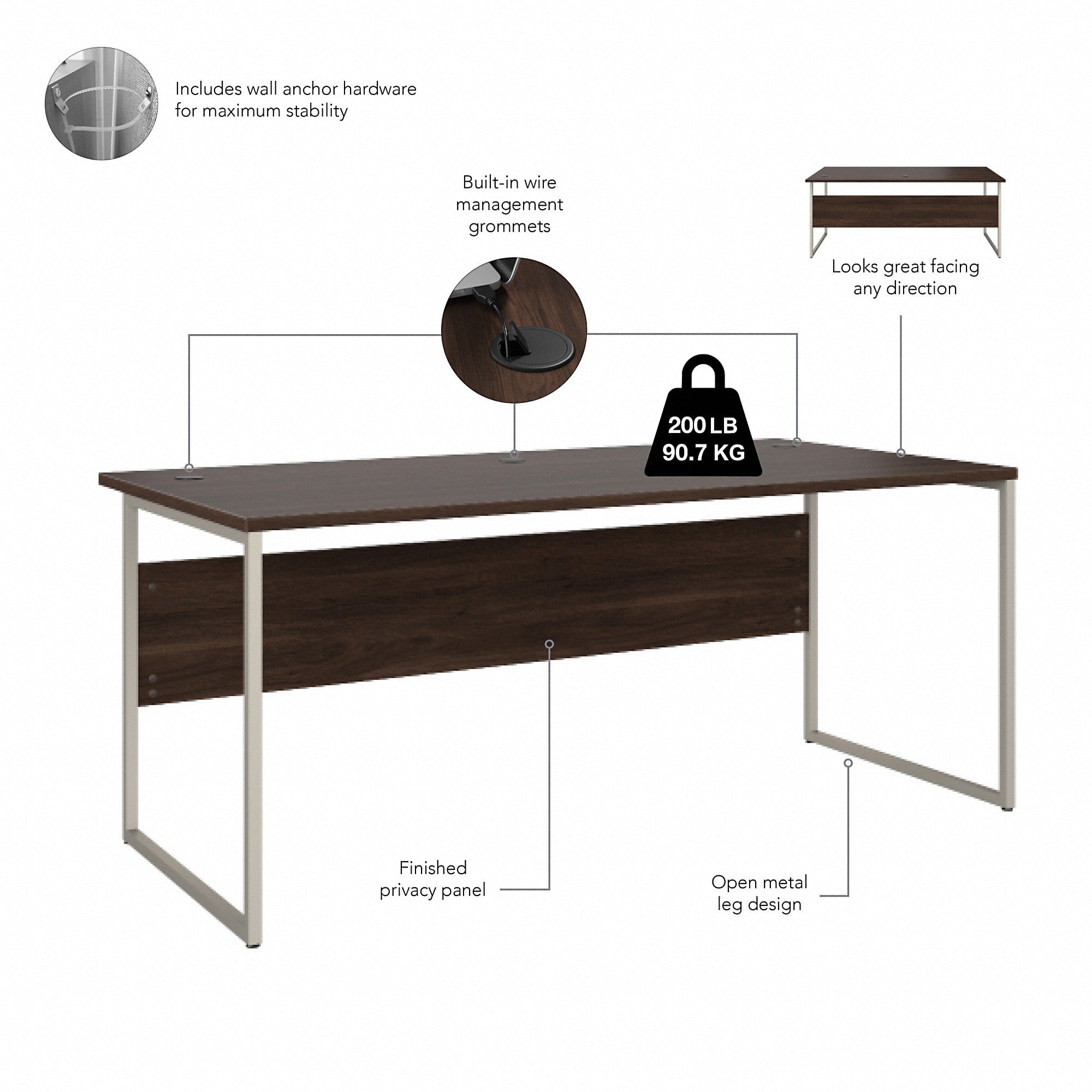 Bush Business Furniture Hybrid 72W x 36D Computer Table Desk with Metal Legs