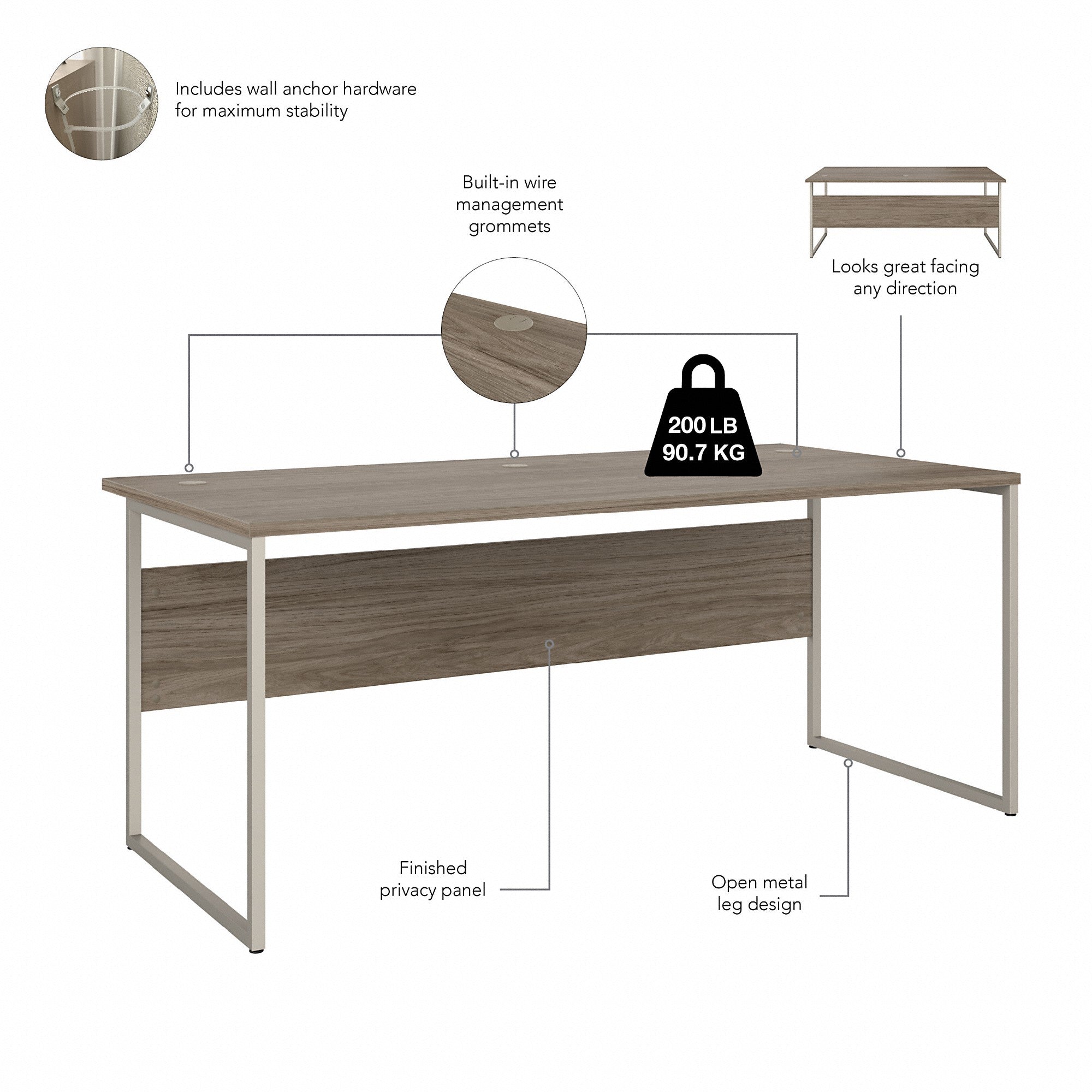 Bush Business Furniture Hybrid 72W x 36D Computer Table Desk with Metal Legs