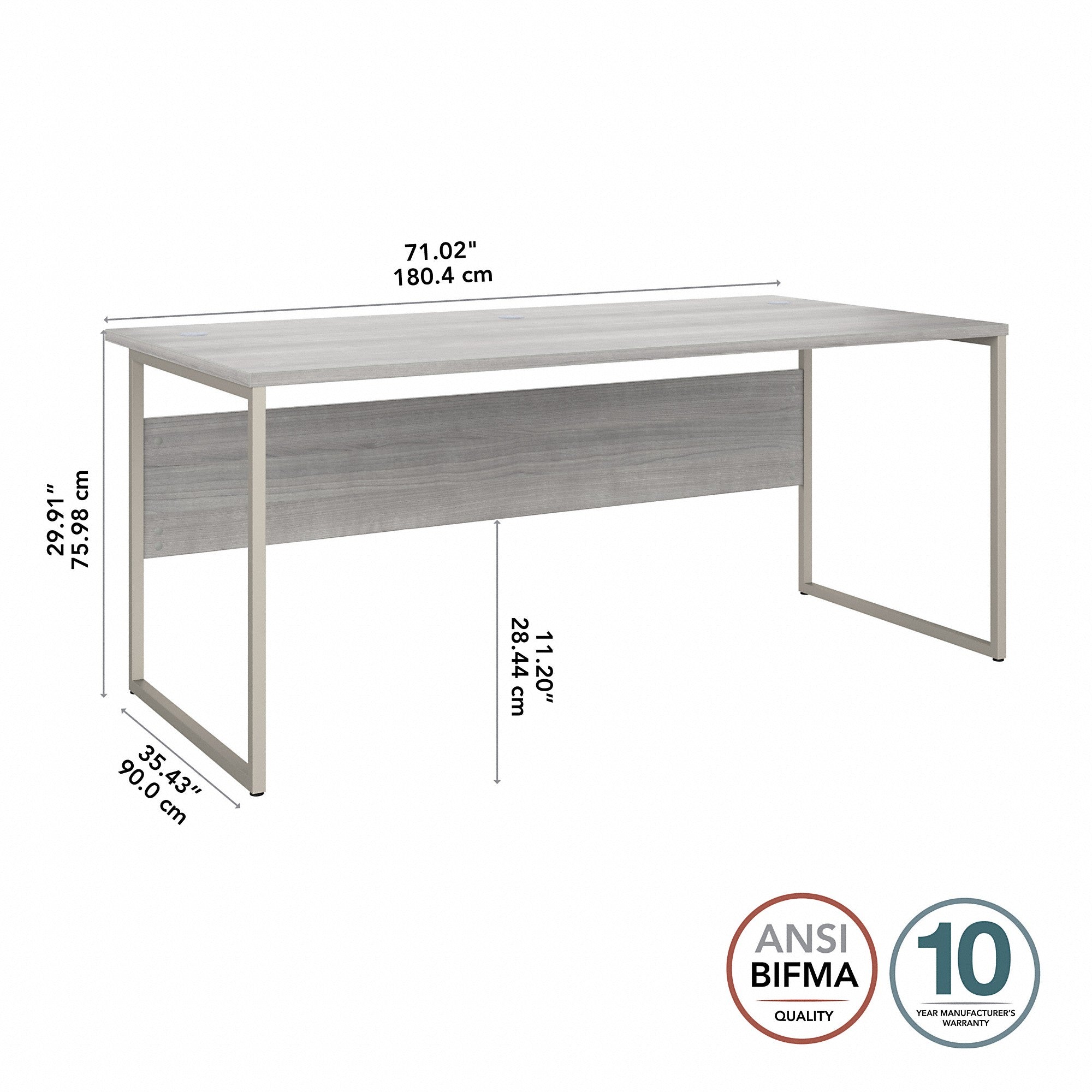 Bush Business Furniture Hybrid 72W x 36D Computer Table Desk with Metal Legs