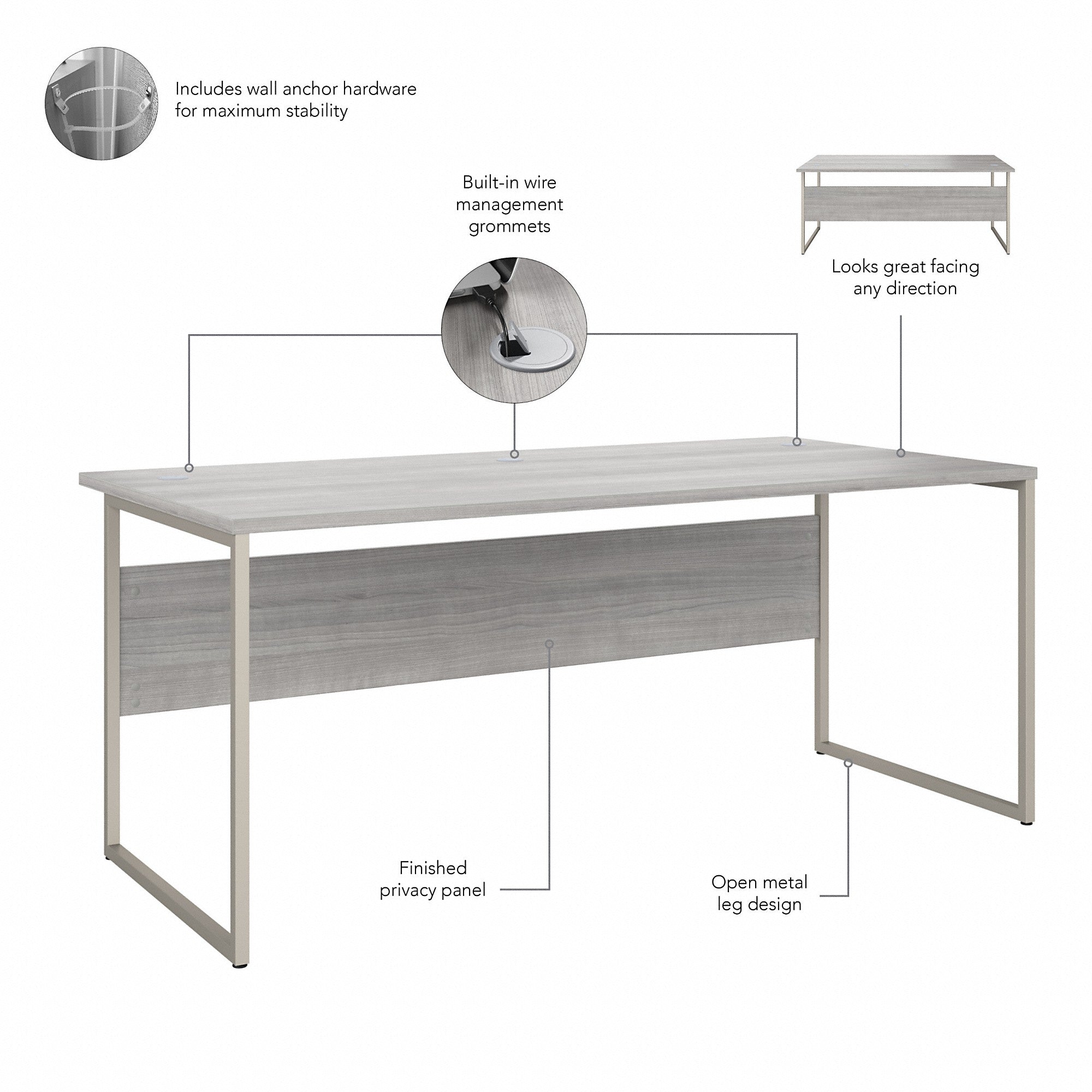 Bush Business Furniture Hybrid 72W x 36D Computer Table Desk with Metal Legs