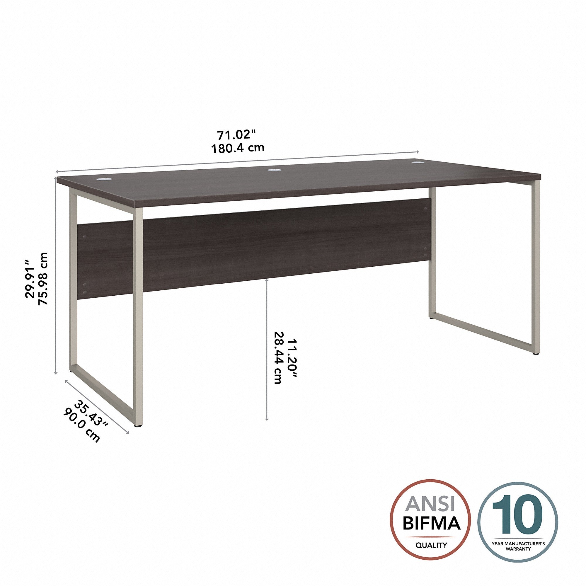 Bush Business Furniture Hybrid 72W x 36D Computer Table Desk with Metal Legs