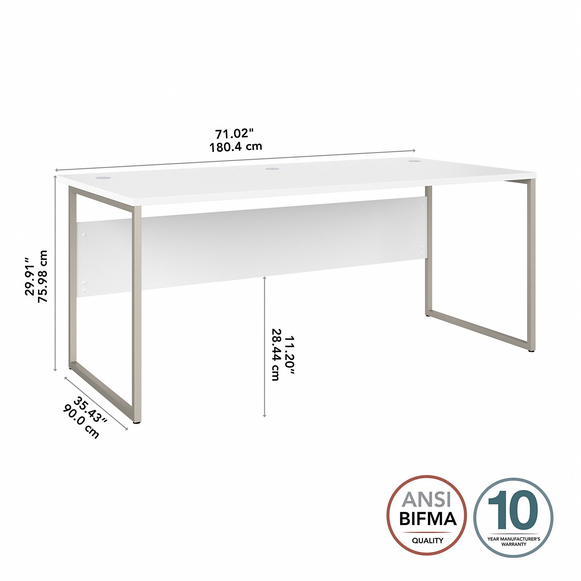 Bush Business Furniture Hybrid 72W x 36D Computer Table Desk with Metal Legs