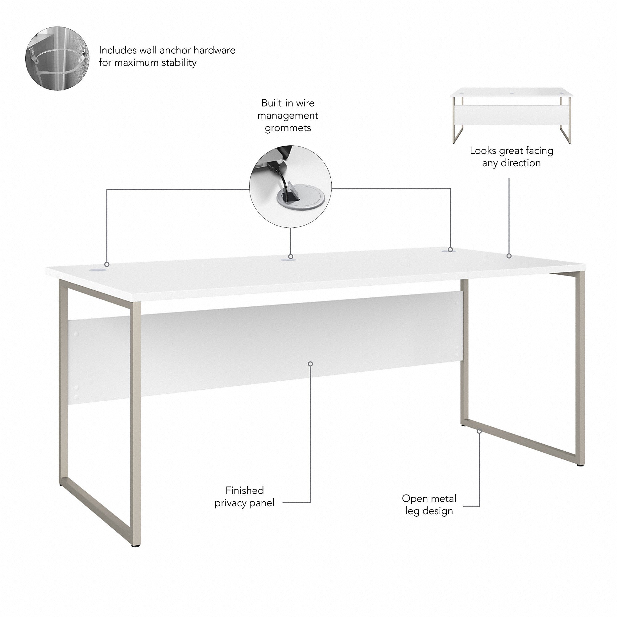 Bush Business Furniture Hybrid 72W x 36D Computer Table Desk with Metal Legs