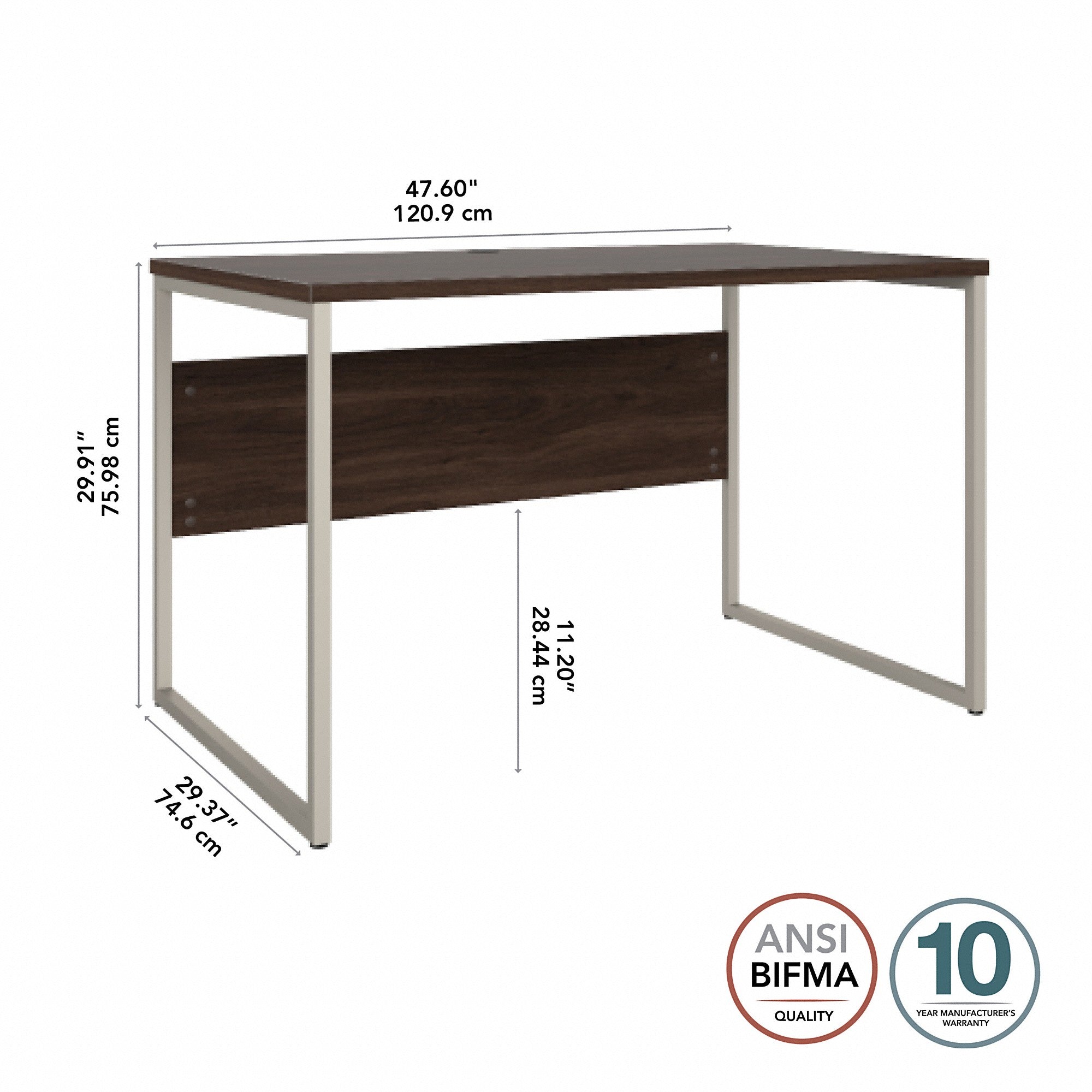 Bush Business Furniture Hybrid 48W x 30D Computer Table Desk with Metal Legs