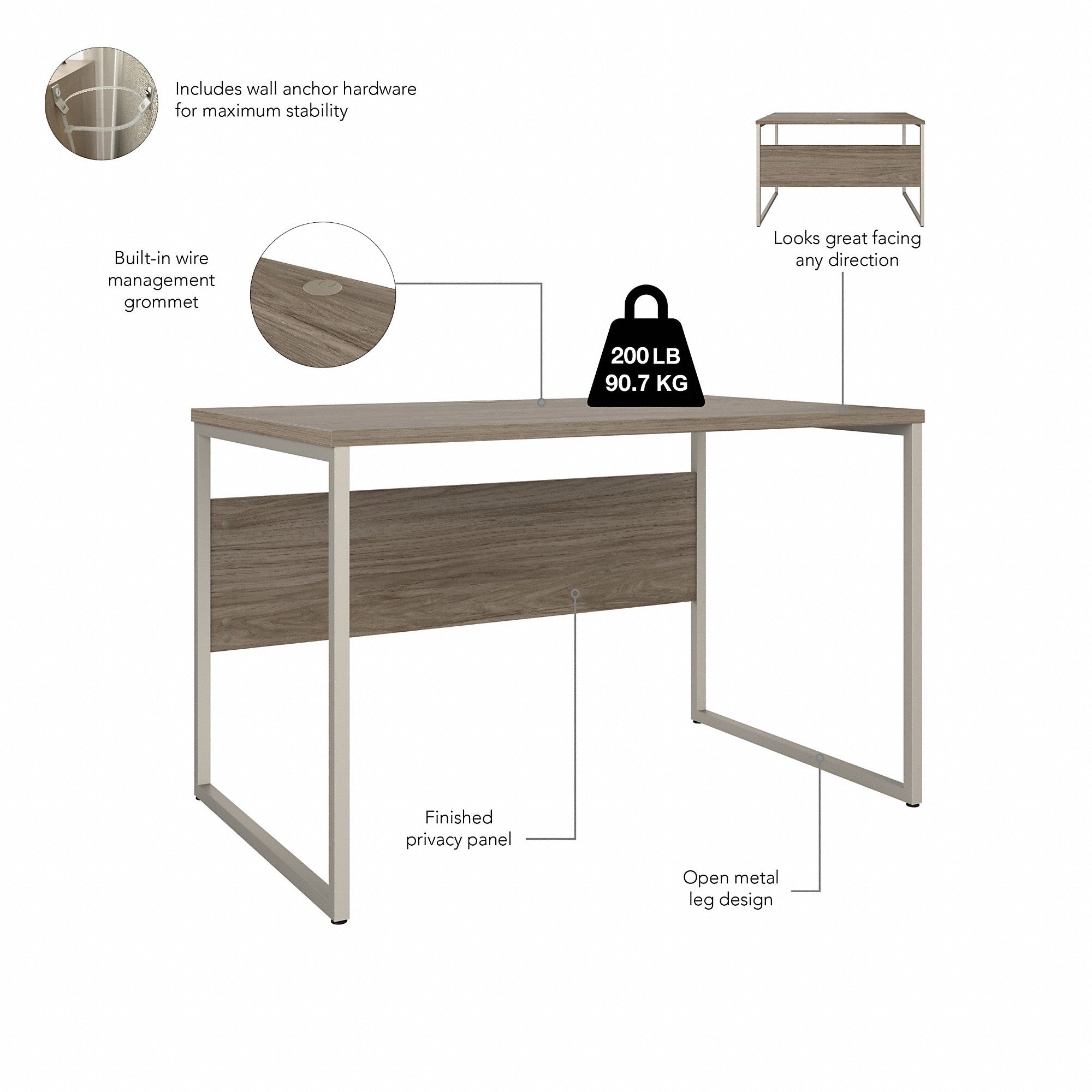 Bush Business Furniture Hybrid 48W x 30D Computer Table Desk with Metal Legs