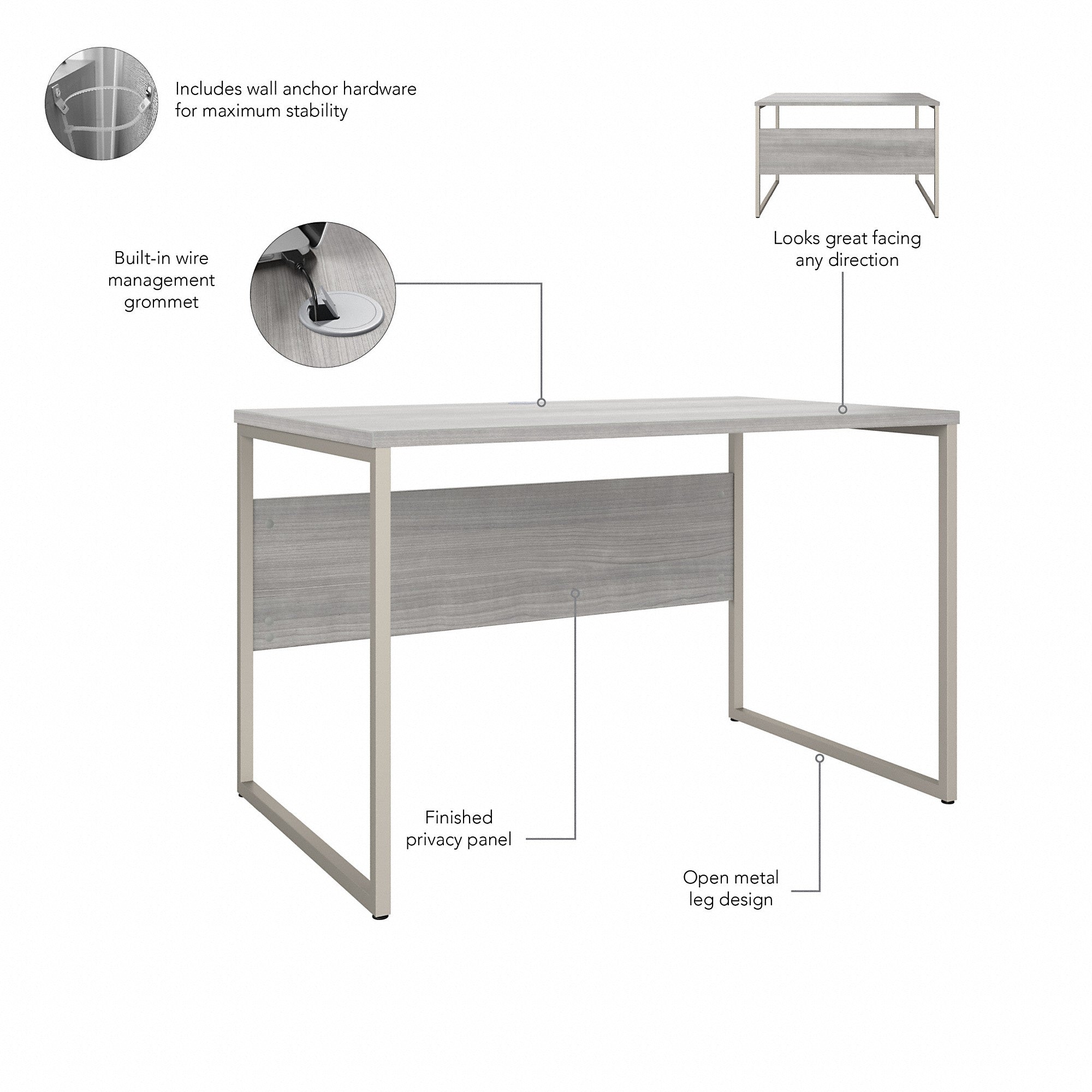 Bush Business Furniture Hybrid 48W x 30D Computer Table Desk with Metal Legs