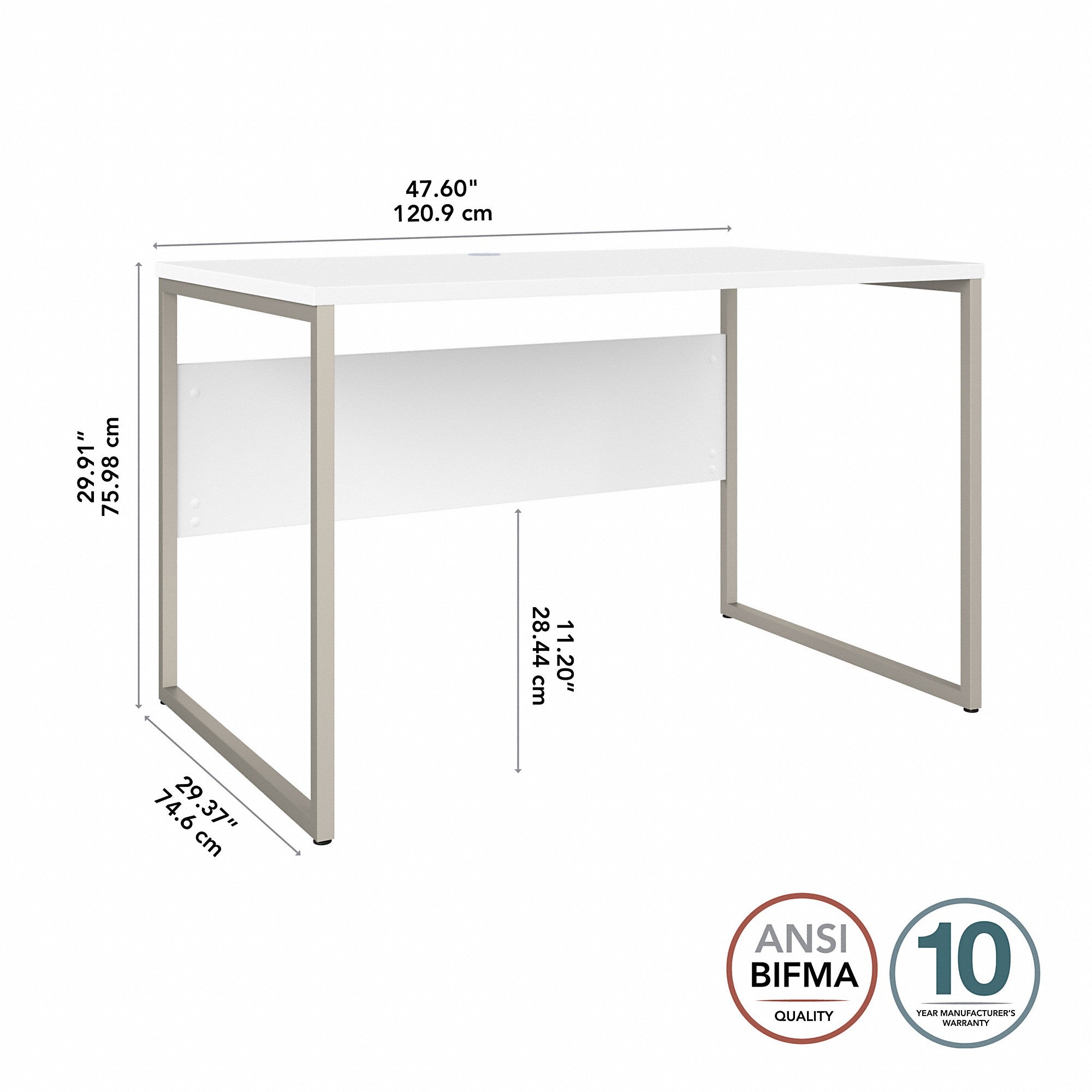 Bush Business Furniture Hybrid 48W x 30D Computer Table Desk with Metal Legs