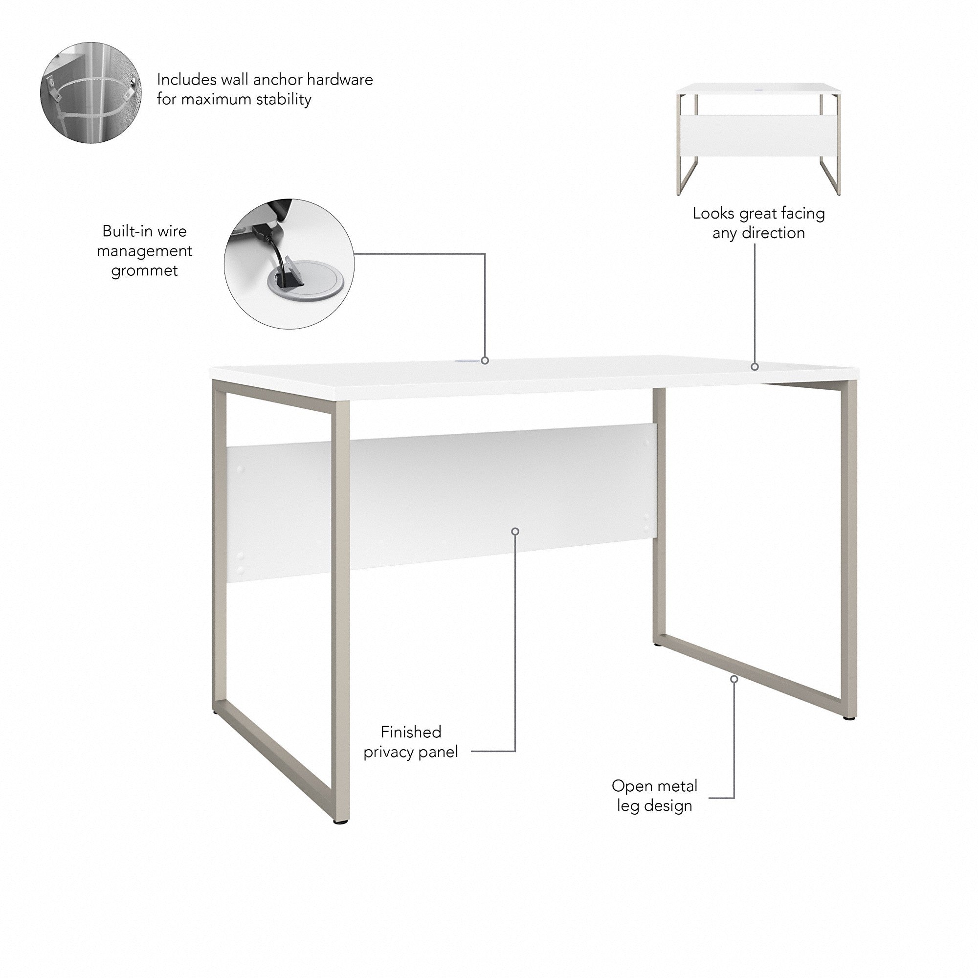 Bush Business Furniture Hybrid 48W x 30D Computer Table Desk with Metal Legs