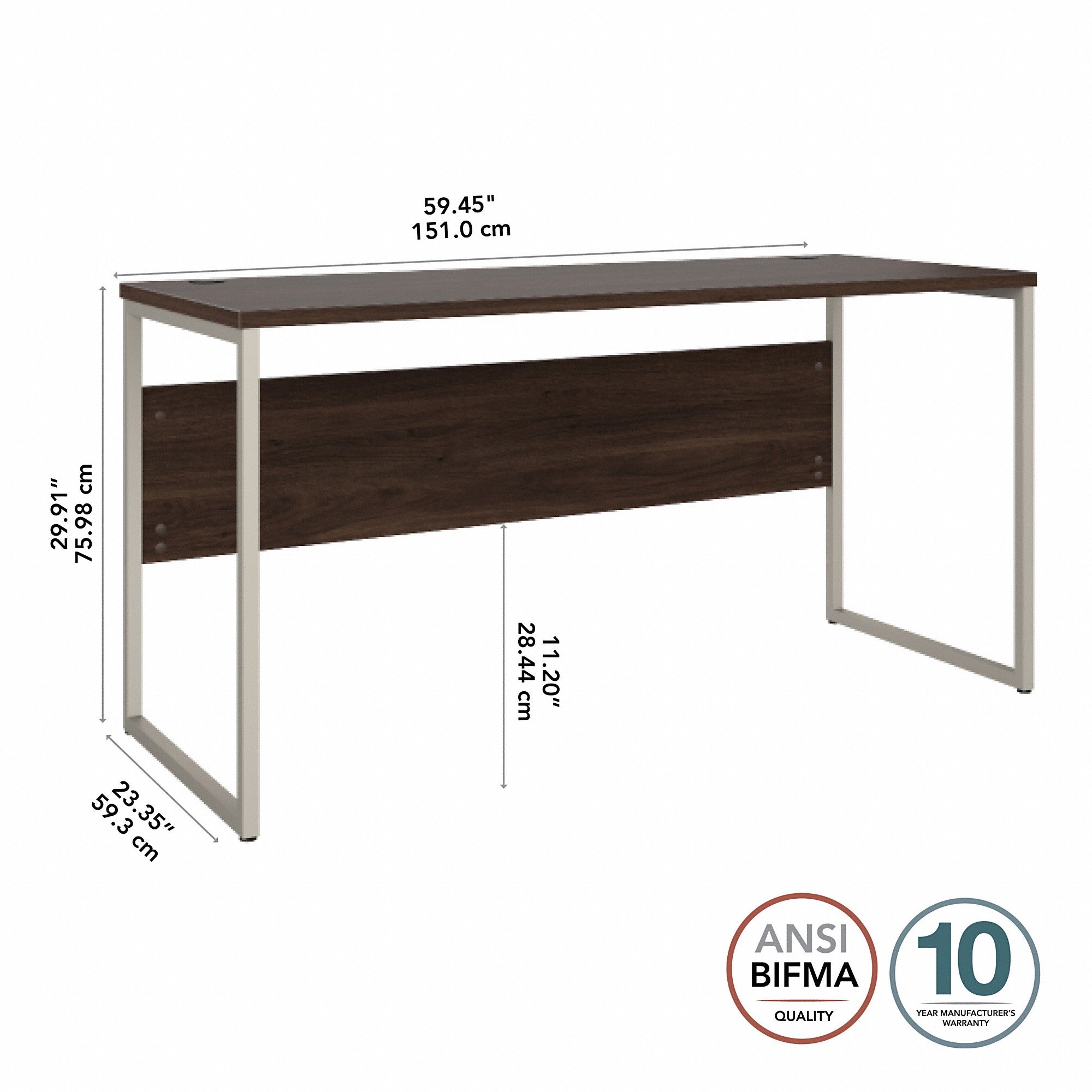 Bush Business Furniture Hybrid 60W x 24D Computer Table Desk with Metal Legs