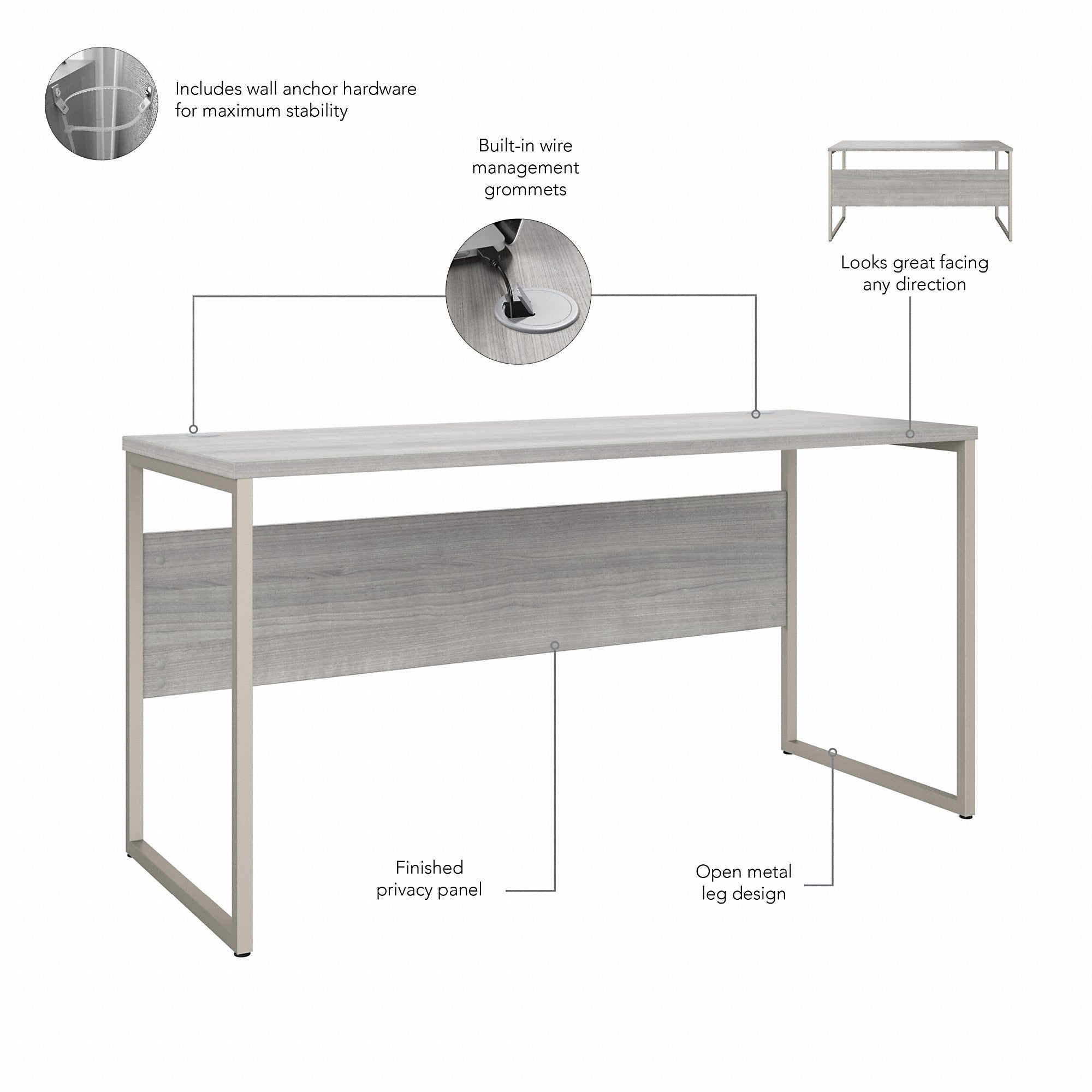 Bush Business Furniture Hybrid 60W x 24D Computer Table Desk with Metal Legs