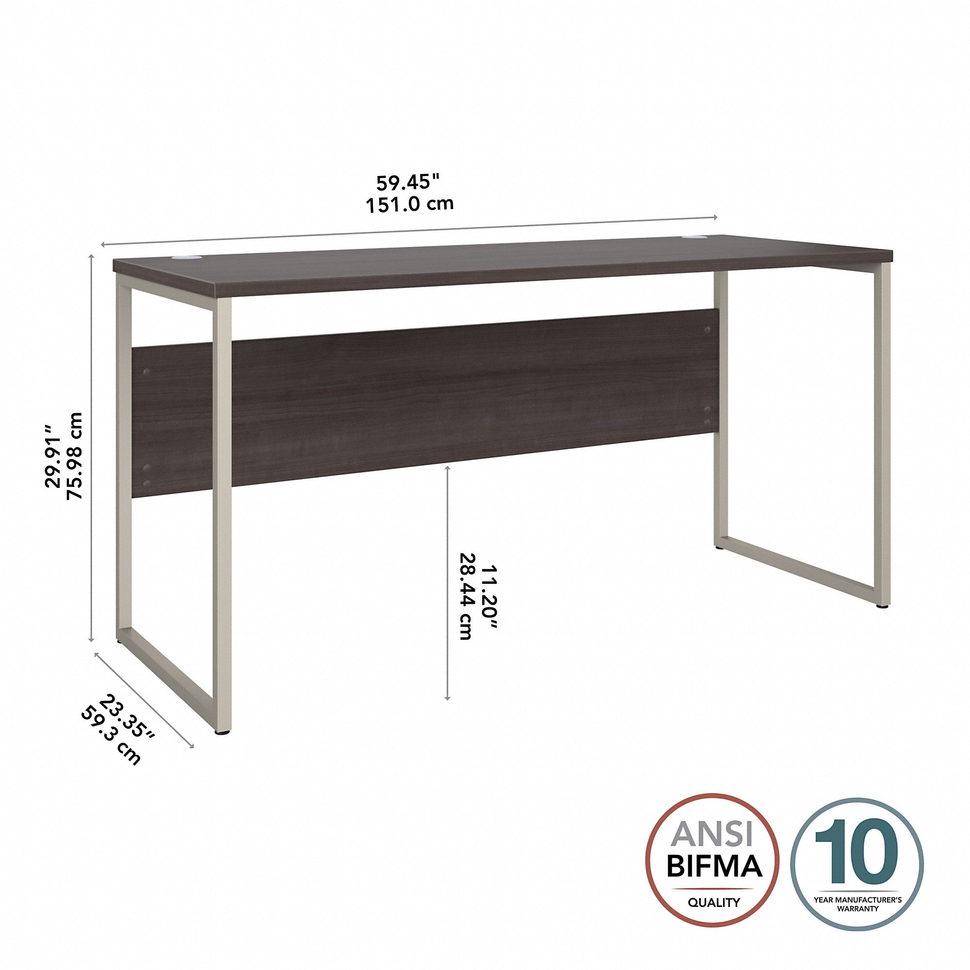 Bush Business Furniture Hybrid 60W x 24D Computer Table Desk with Metal Legs