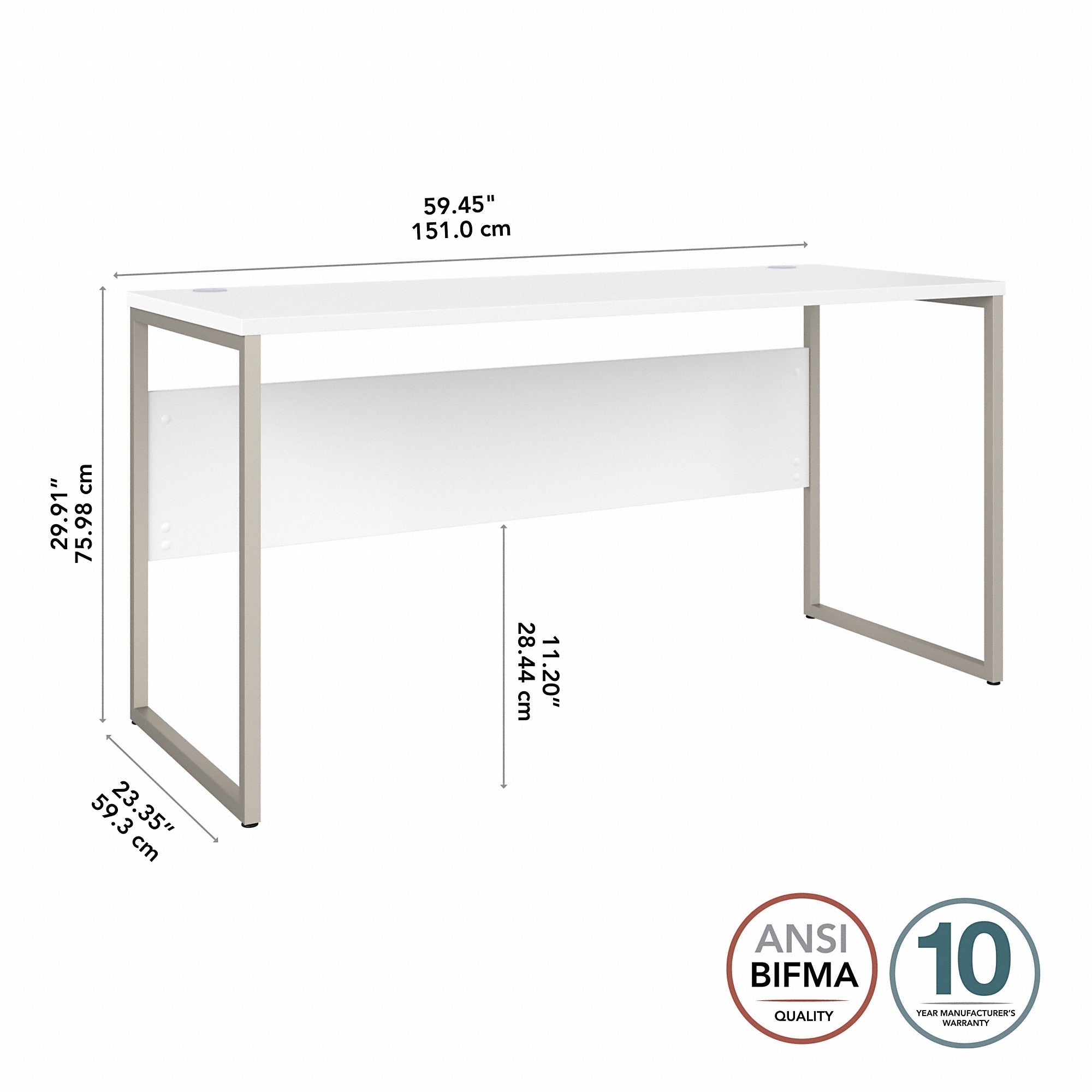 Bush Business Furniture Hybrid 60W x 24D Computer Table Desk with Metal Legs