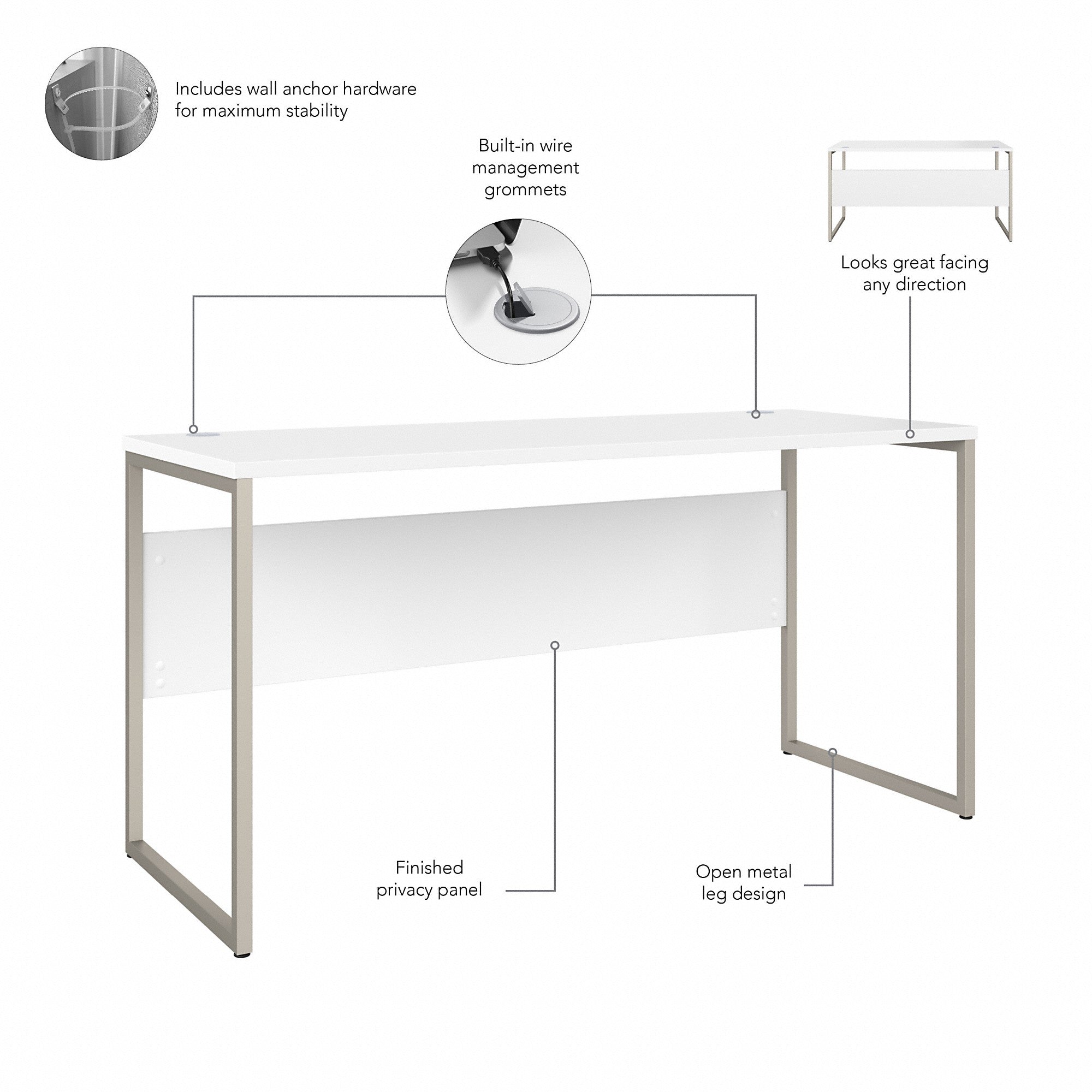 Bush Business Furniture Hybrid 60W x 24D Computer Table Desk with Metal Legs