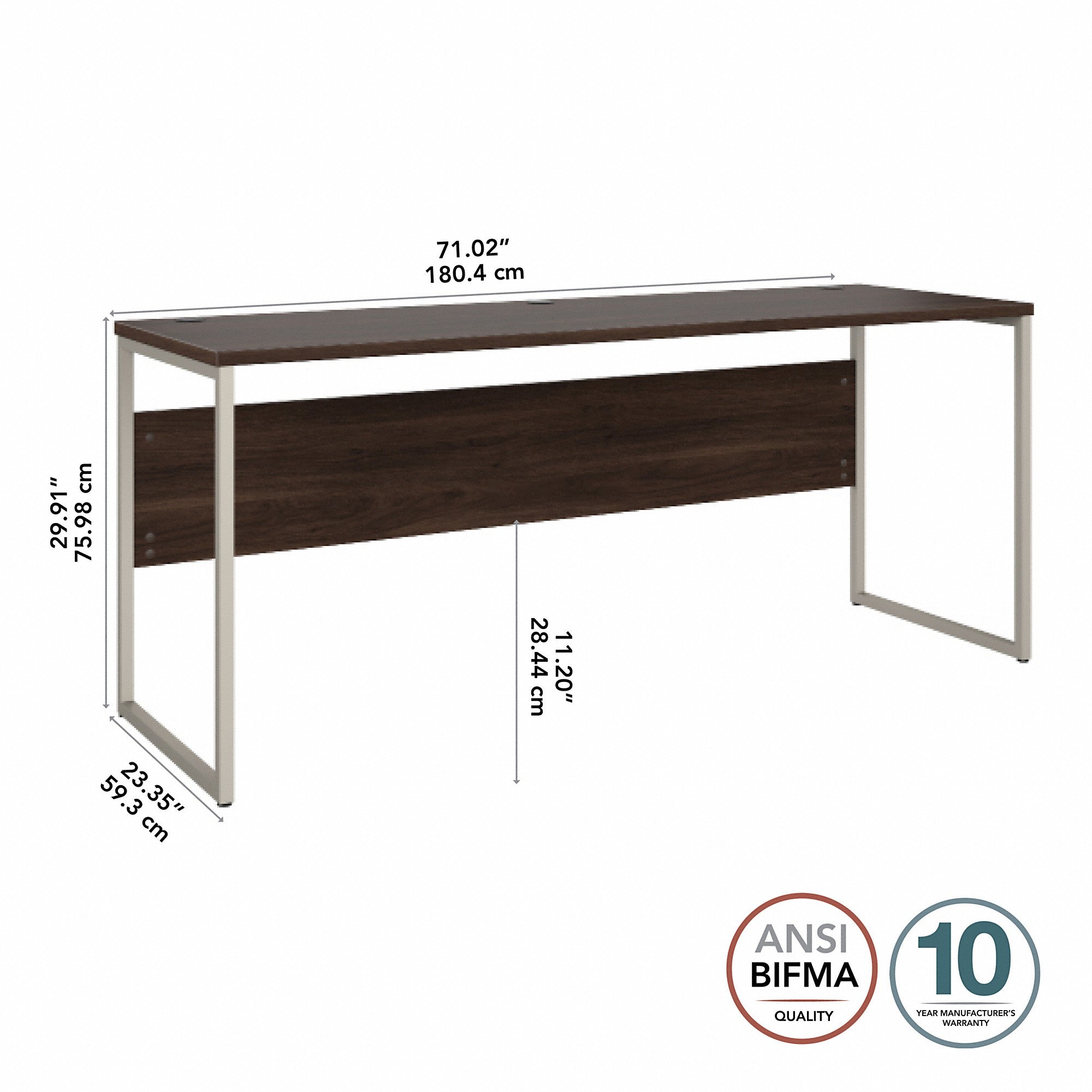 Bush Business Furniture Hybrid 72W x 24D Computer Table Desk with Metal Legs