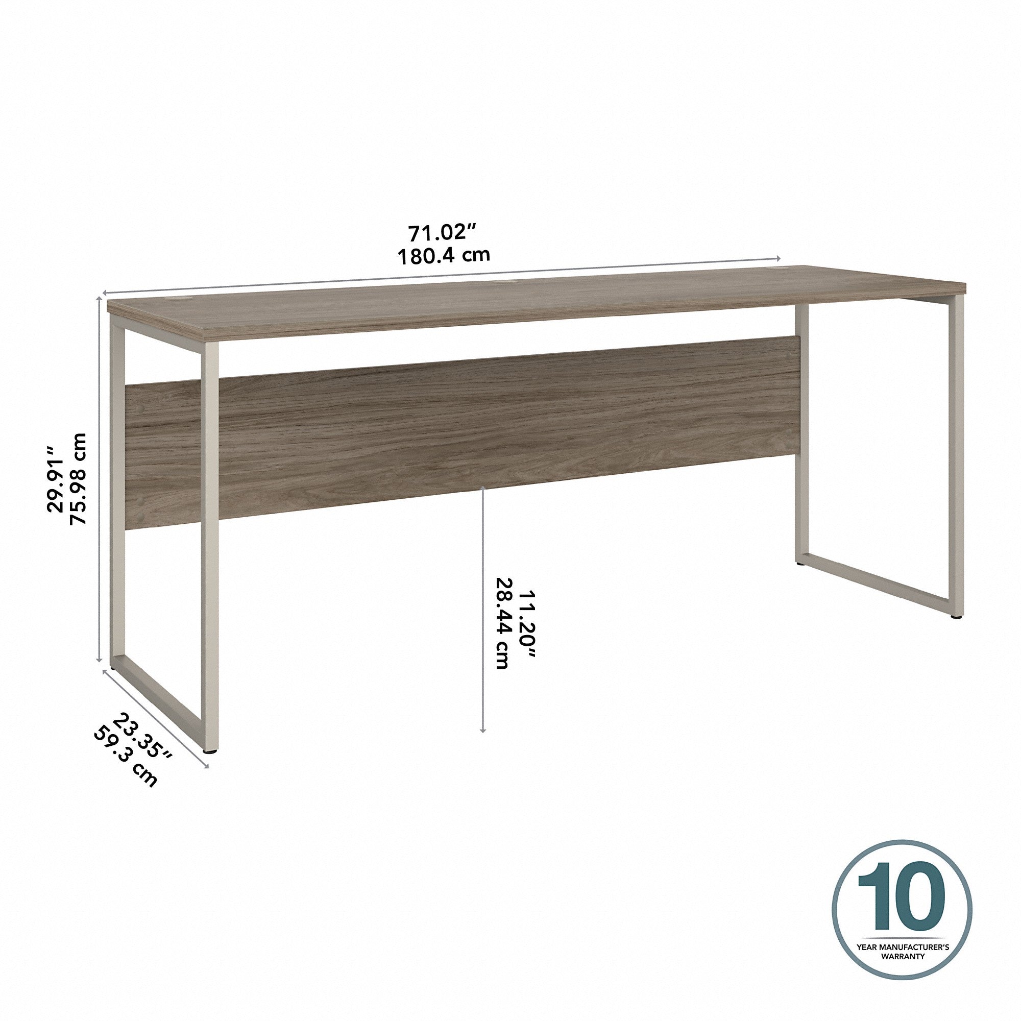 Bush Business Furniture Hybrid 72W x 24D Computer Table Desk with Metal Legs