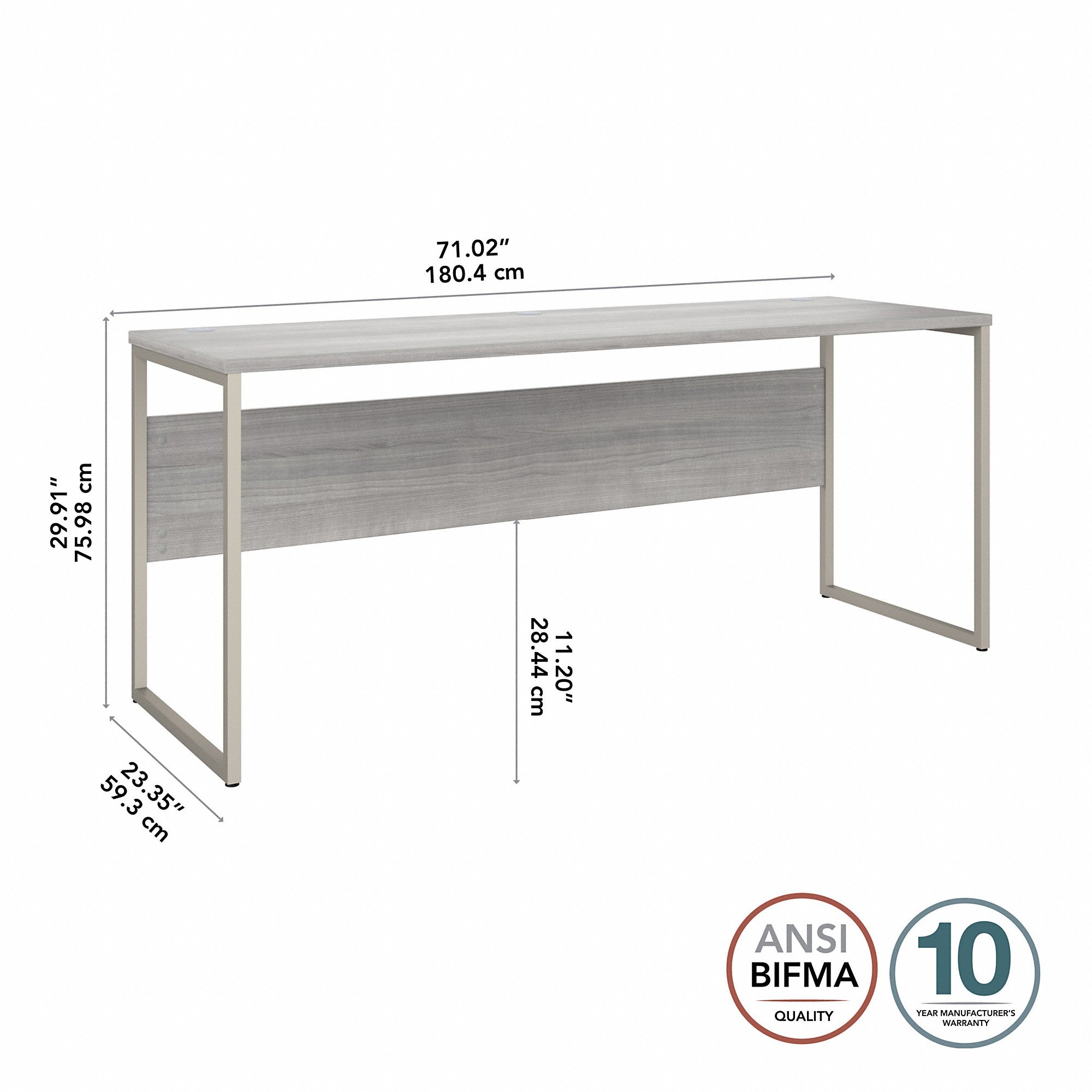 Bush Business Furniture Hybrid 72W x 24D Computer Table Desk with Metal Legs