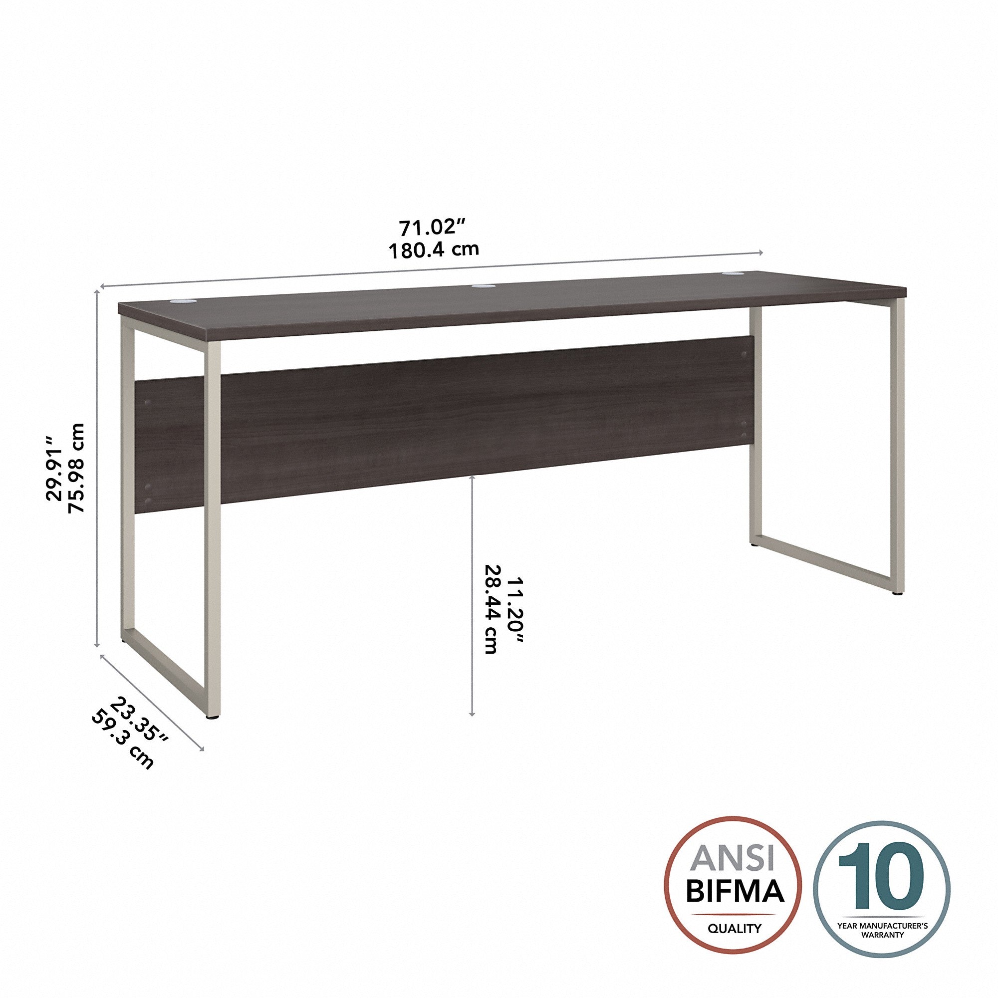 Bush Business Furniture Hybrid 72W x 24D Computer Table Desk with Metal Legs