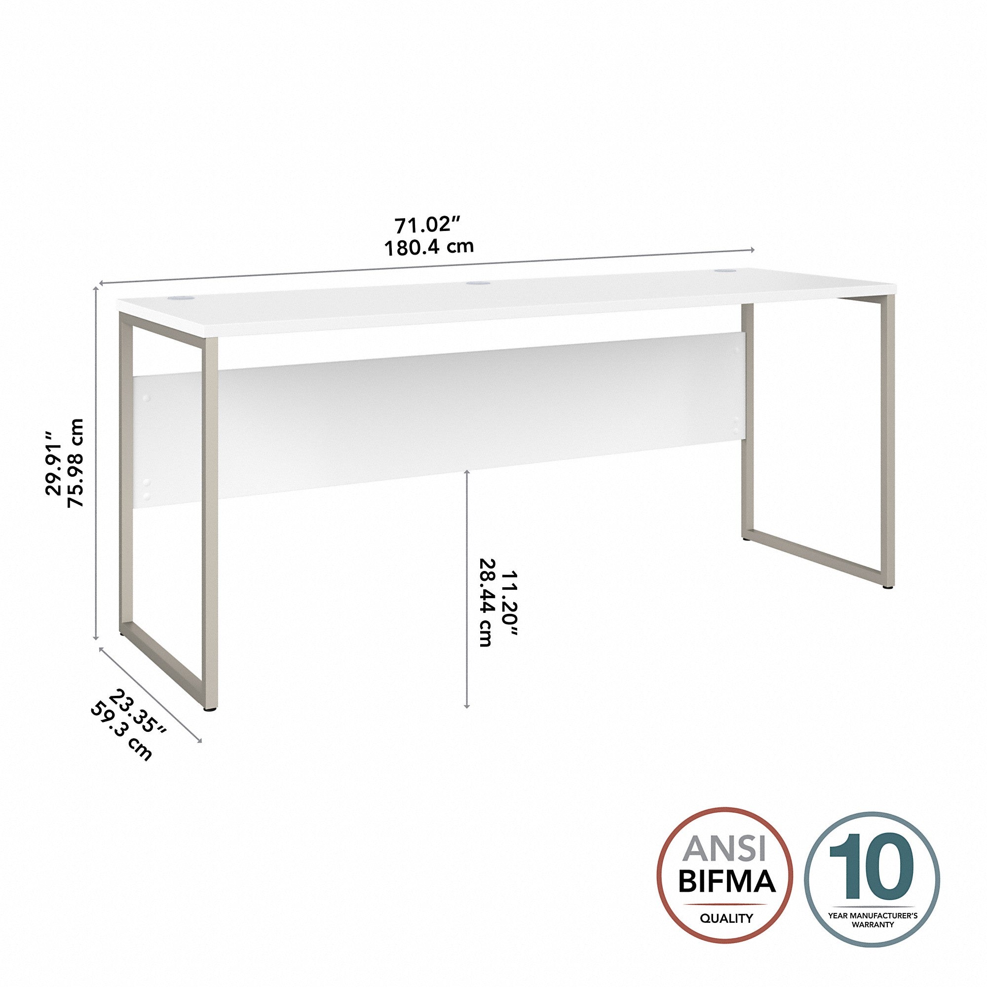 Bush Business Furniture Hybrid 72W x 24D Computer Table Desk with Metal Legs