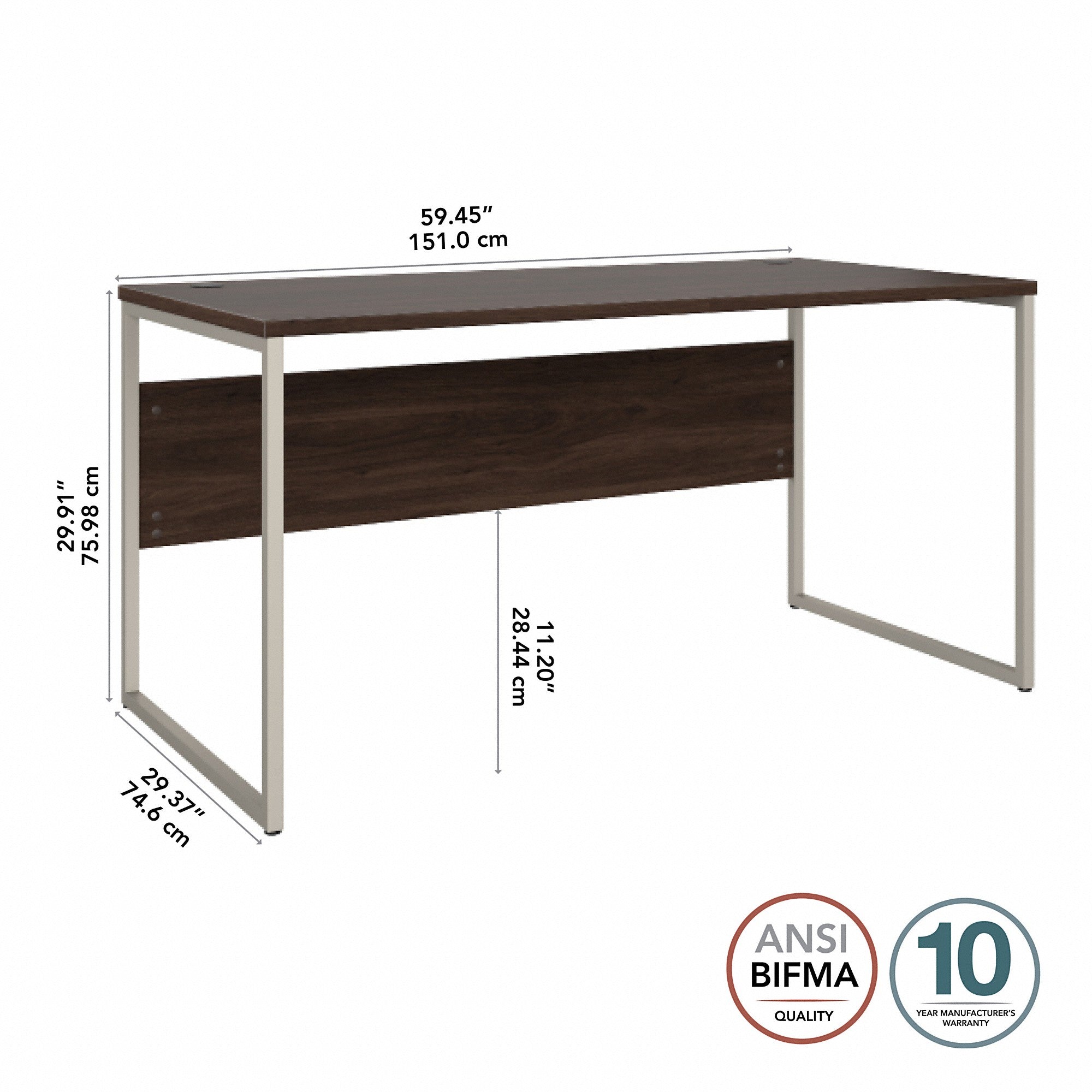 Bush Business Furniture Hybrid 60W x 30D Computer Table Desk with Metal Legs