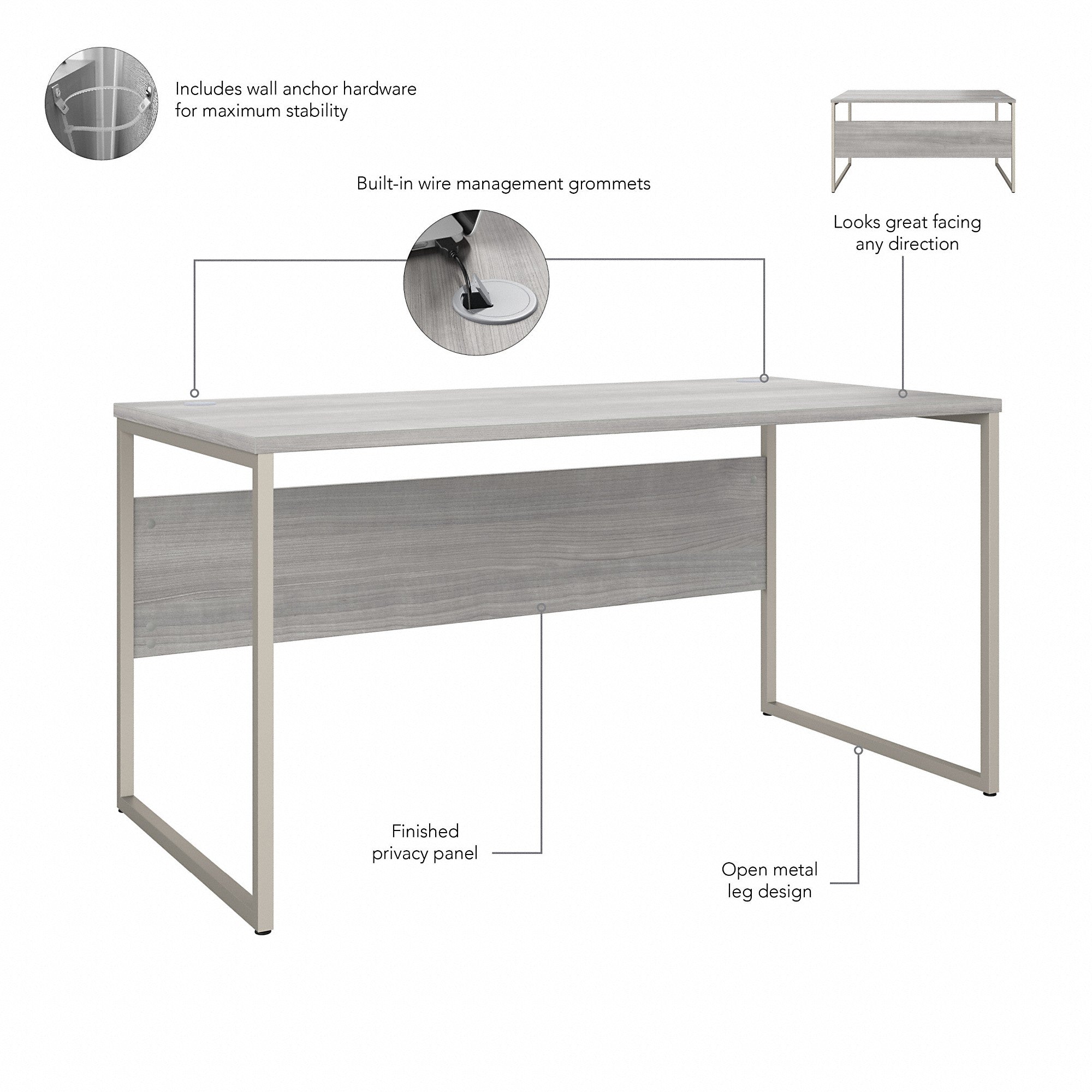 Bush Business Furniture Hybrid 60W x 30D Computer Table Desk with Metal Legs